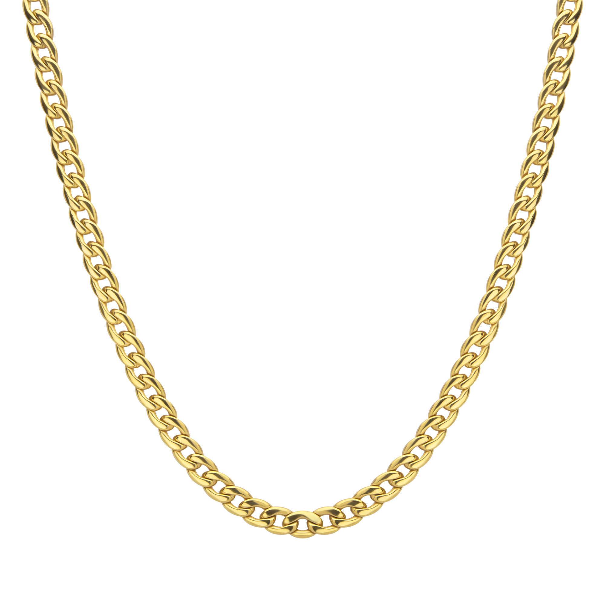 Inox Gold Ion-Plated Titanium 74mm Curb Chain Necklace - 22 Inches 149$