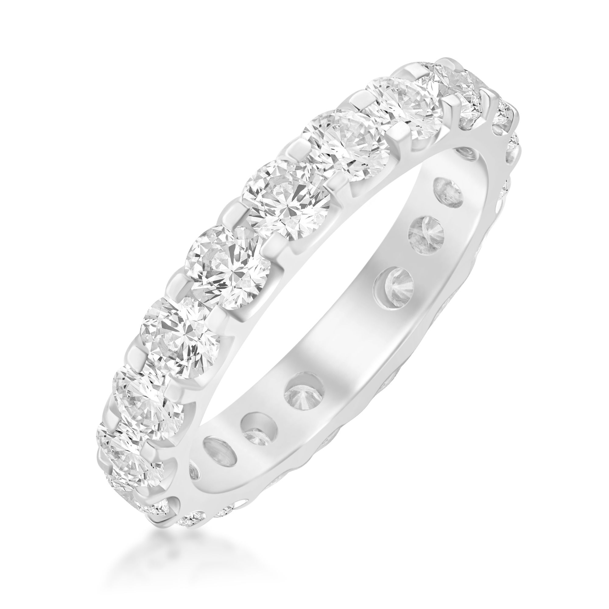 REEDS Womens 3Ctw Round Diamond 14K White Gold Eternity Wedding Band - Size 7 8800$