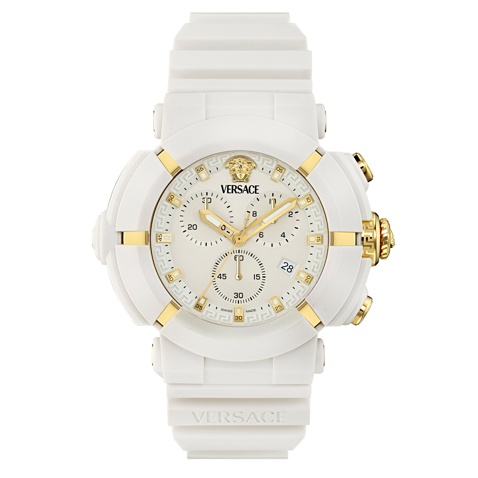 Versace  Real Active Chrono White Ecoceramic Case White Dial Bio TPU Strap Watch 45mm - VE0L00225