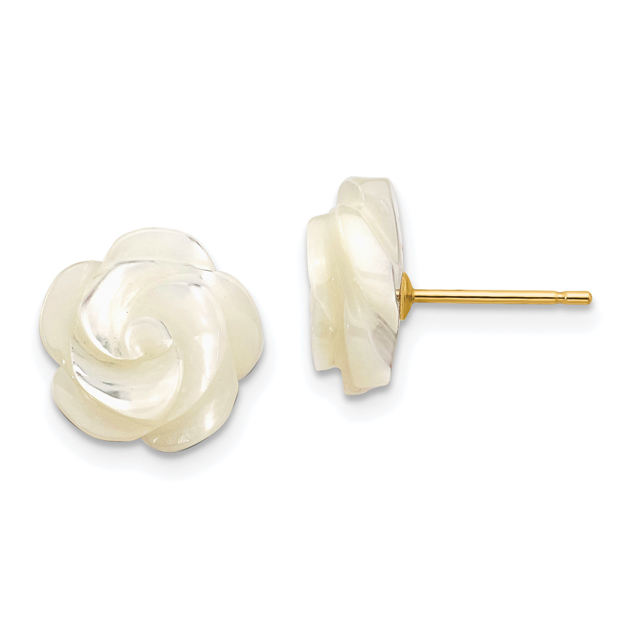 REEDS MotherOfPearl 14K Yellow Gold Flower Stud Earrings