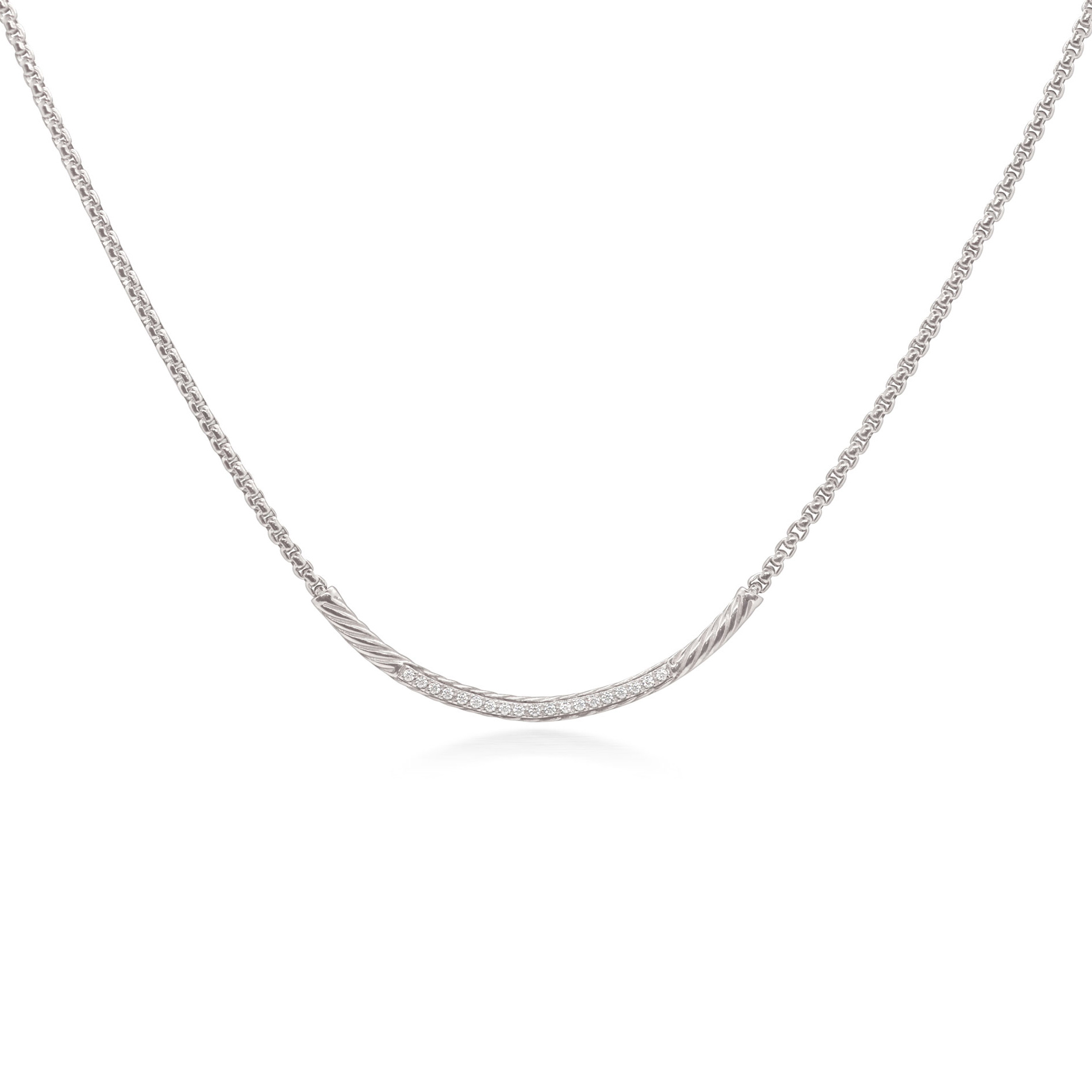 ALOR 1/6ctw Diamond White Gold and Grey Stainless Steel Chain Sonrisa Necklace