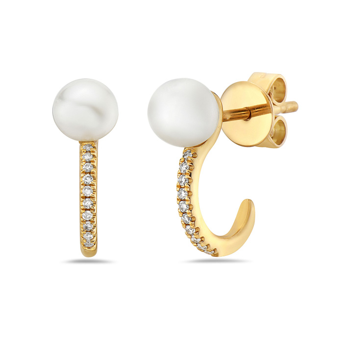 Bassali Freshwater Cultured Pearl and 120ctw Diamond Yellow Gold Earrings 725$