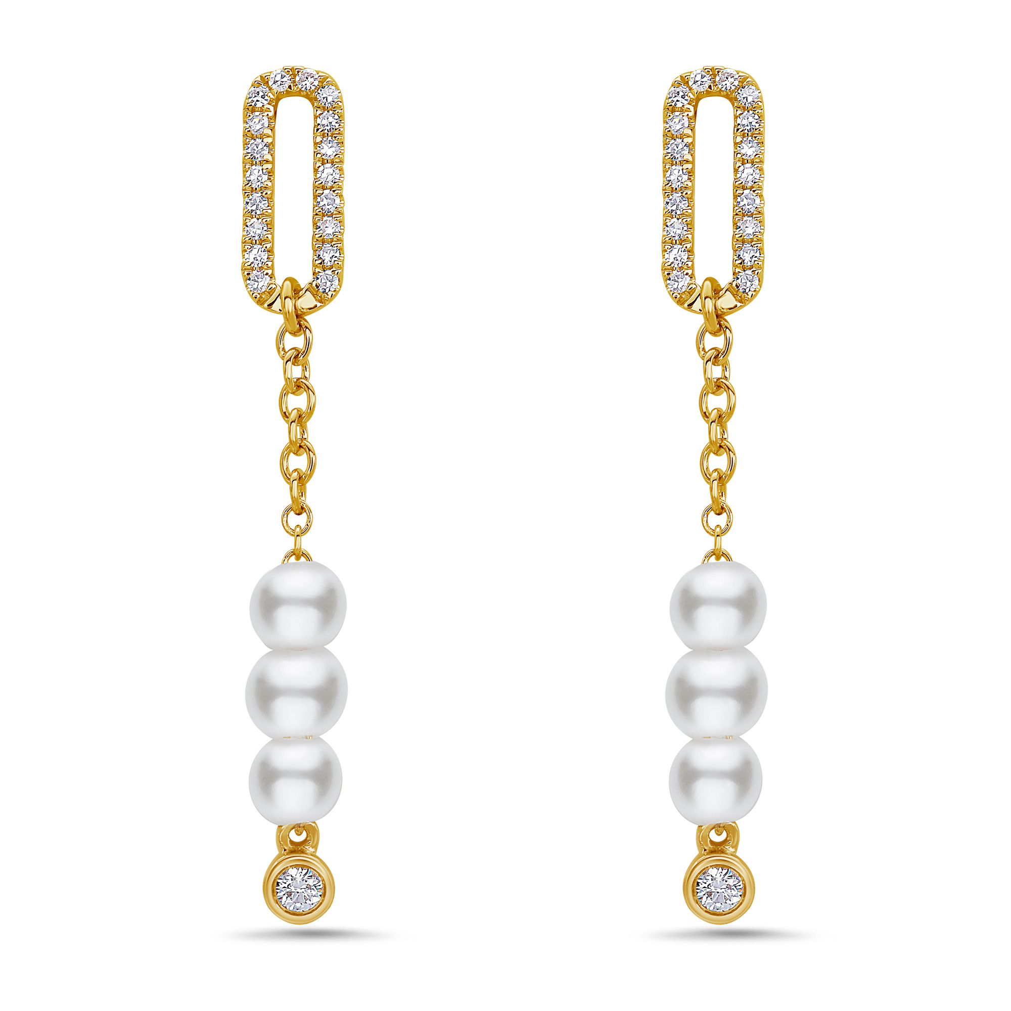 Bassali Freshwater Cultured Pearl and 18ctw Diamond Yellow Gold Drop Earrings 1400$