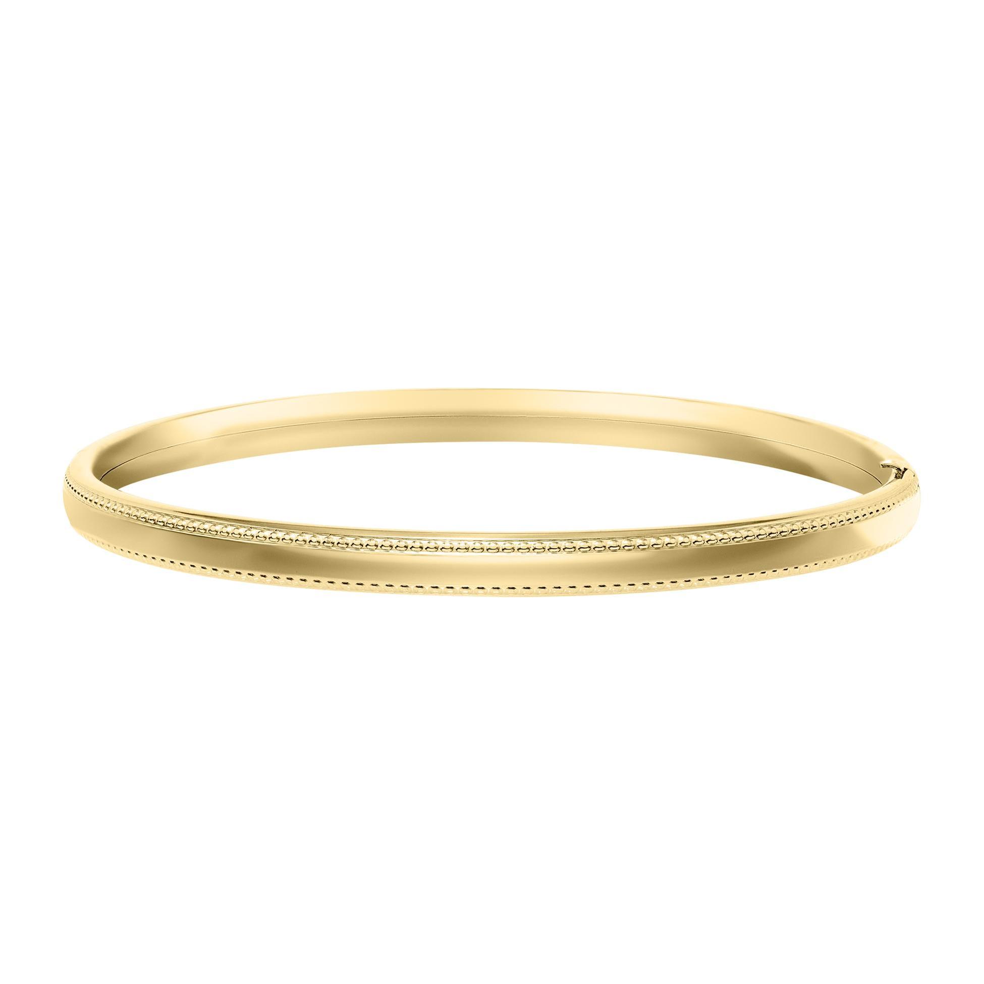 Beaded Edge Gold Filled Bangle Bracelet | 5mm