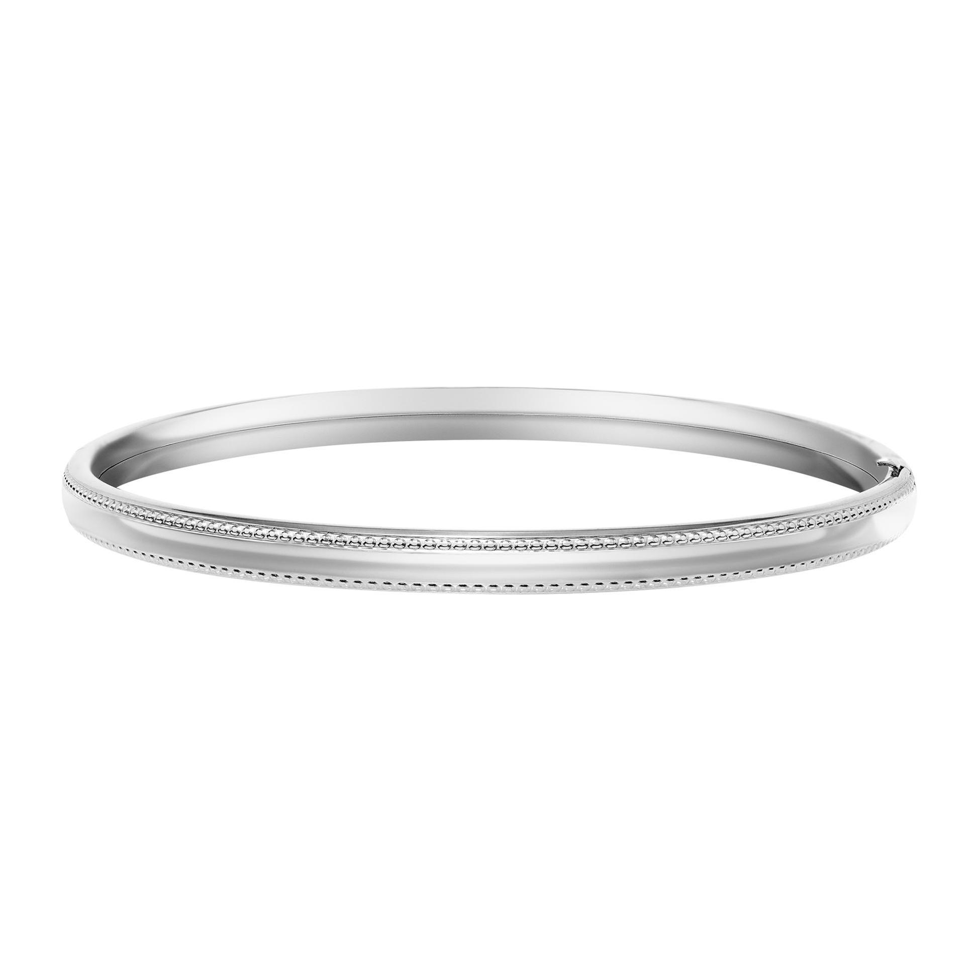Beaded Edge Sterling Silver Bangle Bracelet | 5mm -  REEDS, PM267RJ