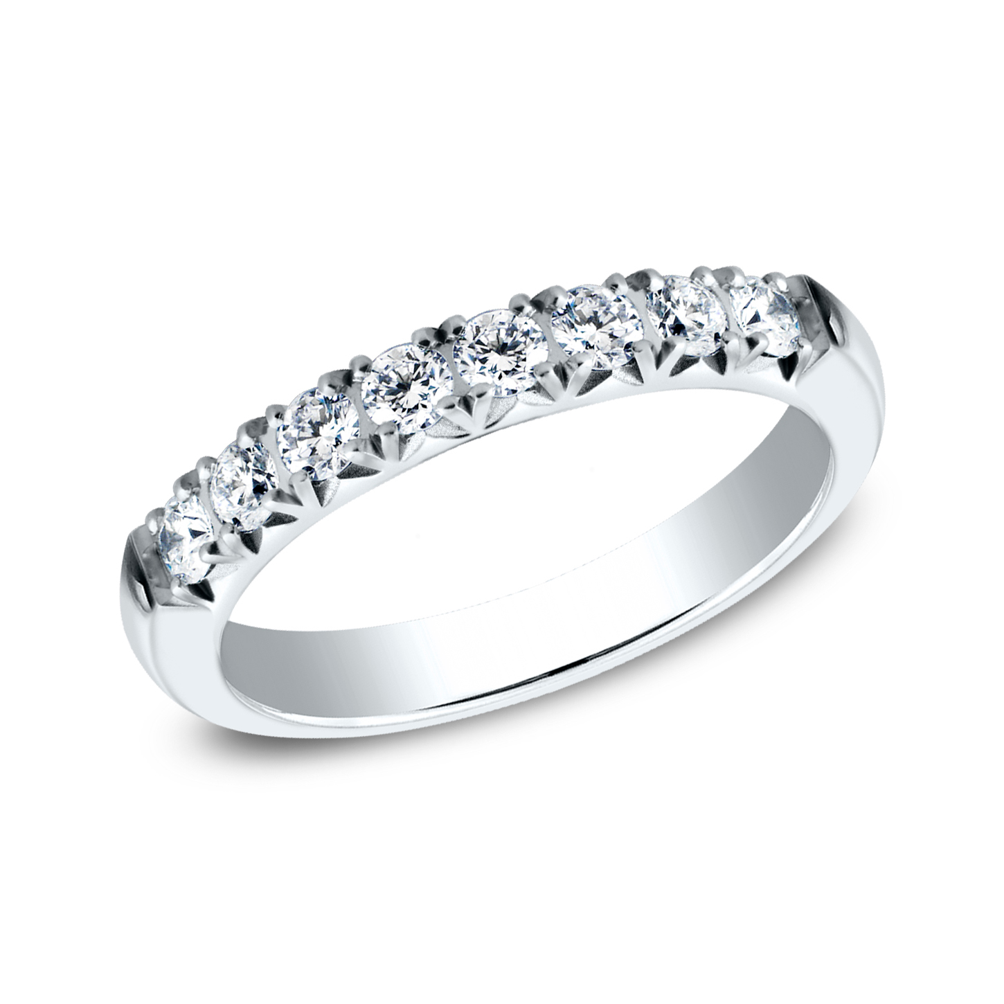 Benchmark 1/2ctw Round Diamond Butterfly Prong White Gold Wedding Band | 2.5mm | Size 8.5