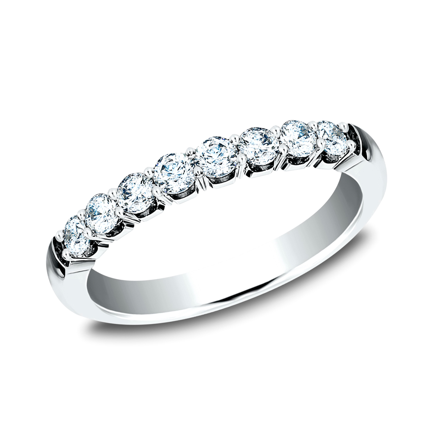 Benchmark 1/2ctw Round Diamond Crescent Shared Prong White Gold Wedding Band | 2.5mm | Size 8.5
