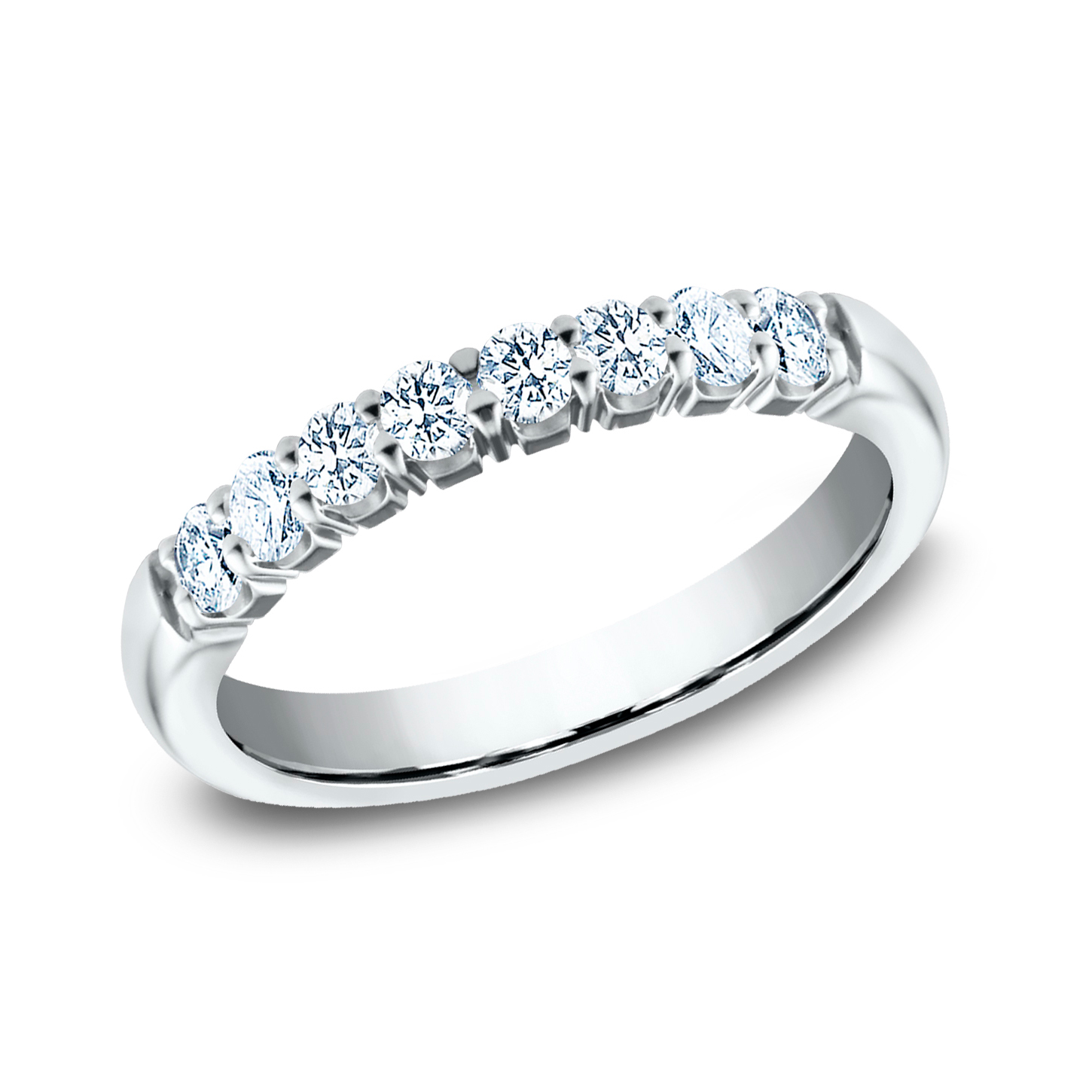 REEDS Womens 13Ctw Round Diamond Crescent Shared Prong White Gold Wedding Band 25Mm Ring Size 6 2000$