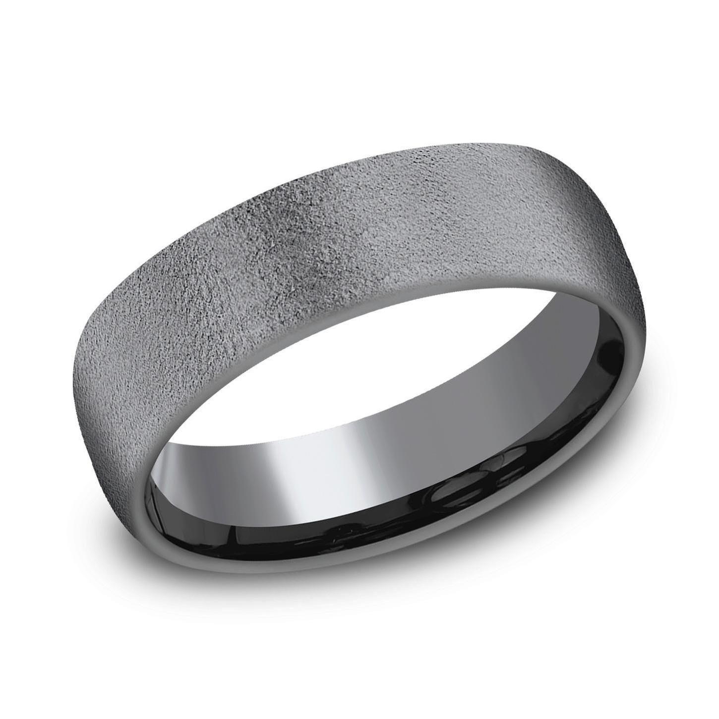 Black Tantalum 6.5mm Brushed Finish Comfort Fit Wedding Band - Size 7
