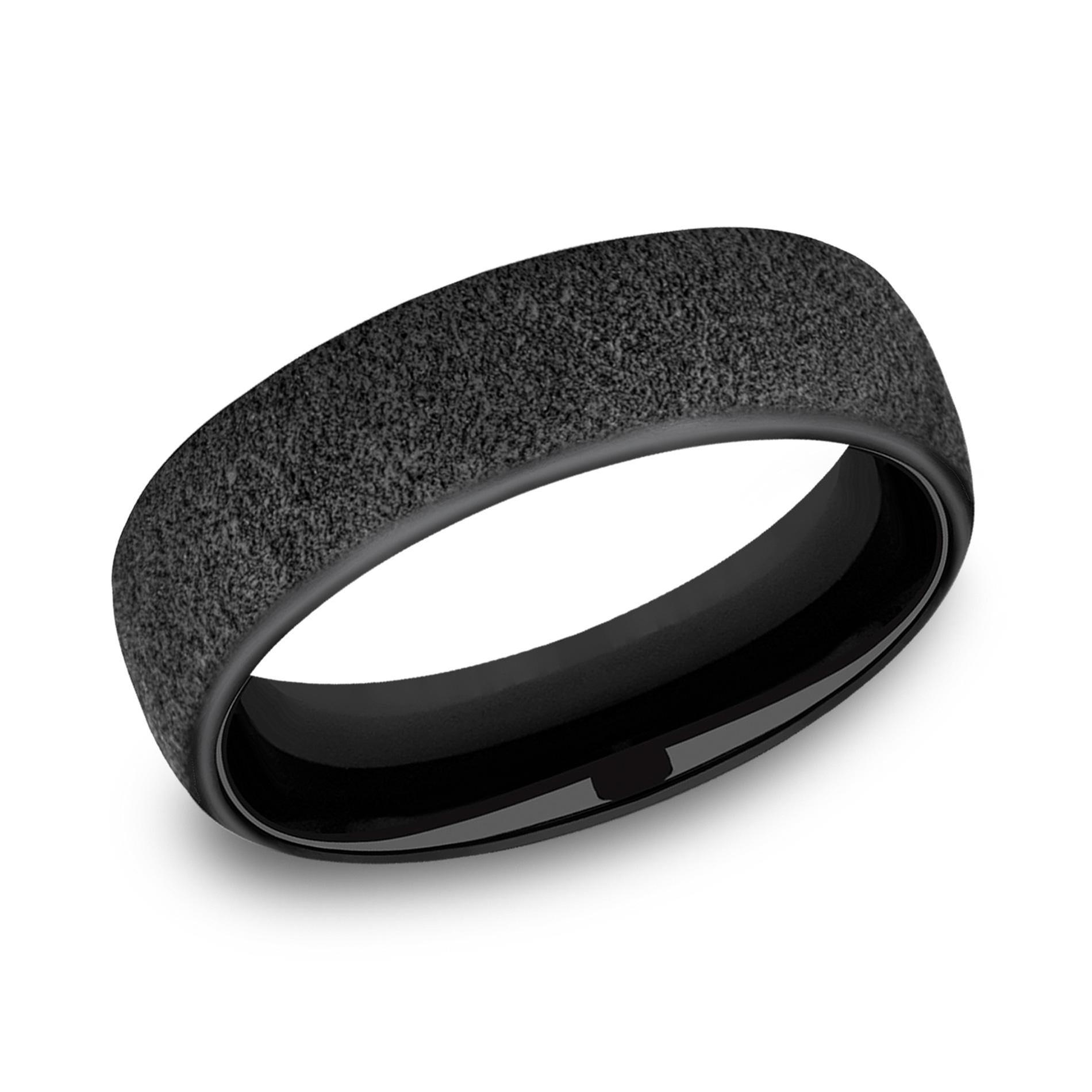 Benchmark Black Titanium Concrete Texture Comfort Fit Band | 6.5mm | Size 12.5