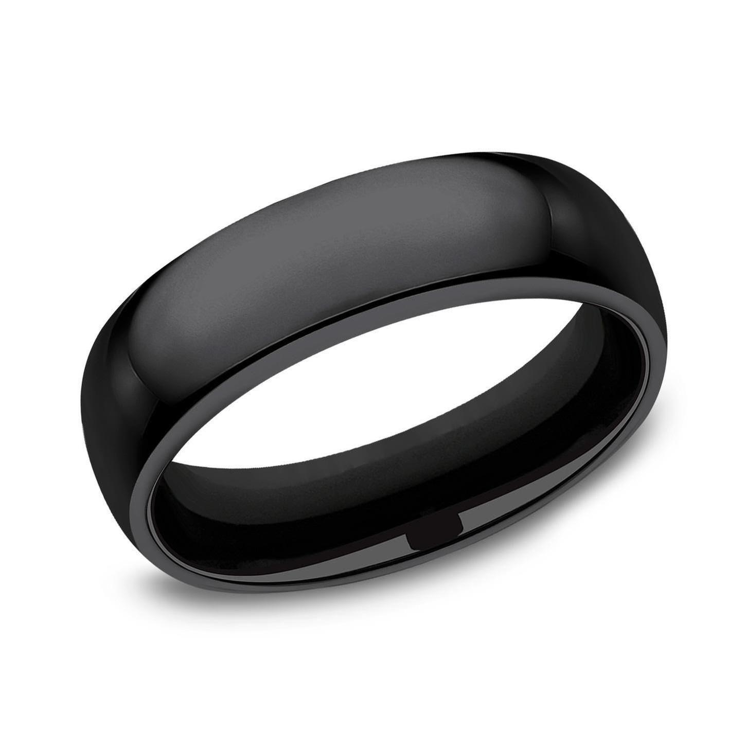 Benchmark Black Titanium Polished Comfort Fit Band | 6mm | Size 7
