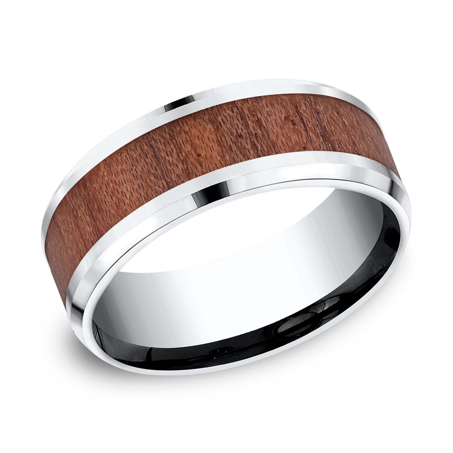Benchmark Cobalt and Rosewood Inlay Comfort Fit Band | 8mm | Size 10.5