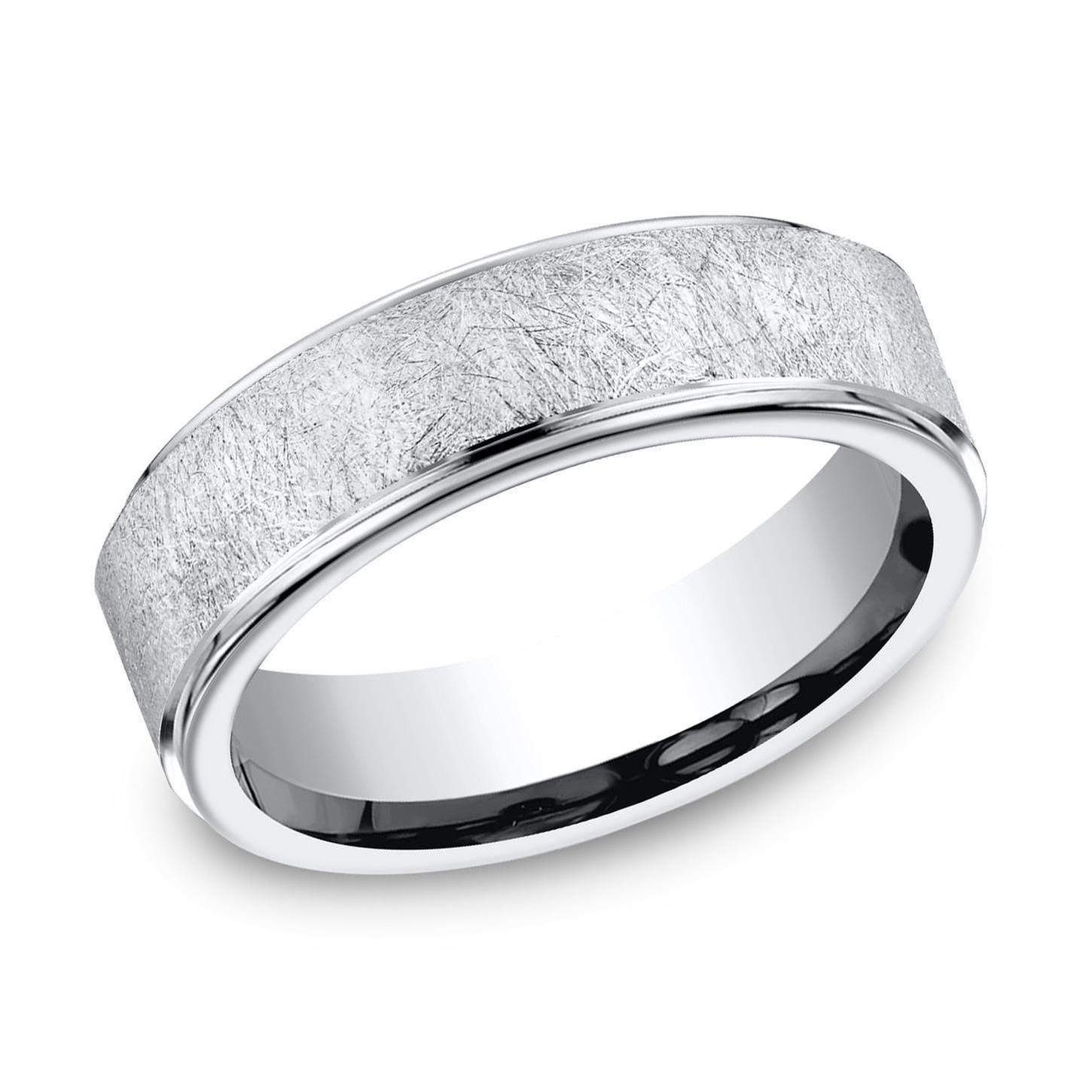 Cobalt Swirl Center Drop Edge Comfort Fit Wedding Band 7mm - Size 7.5