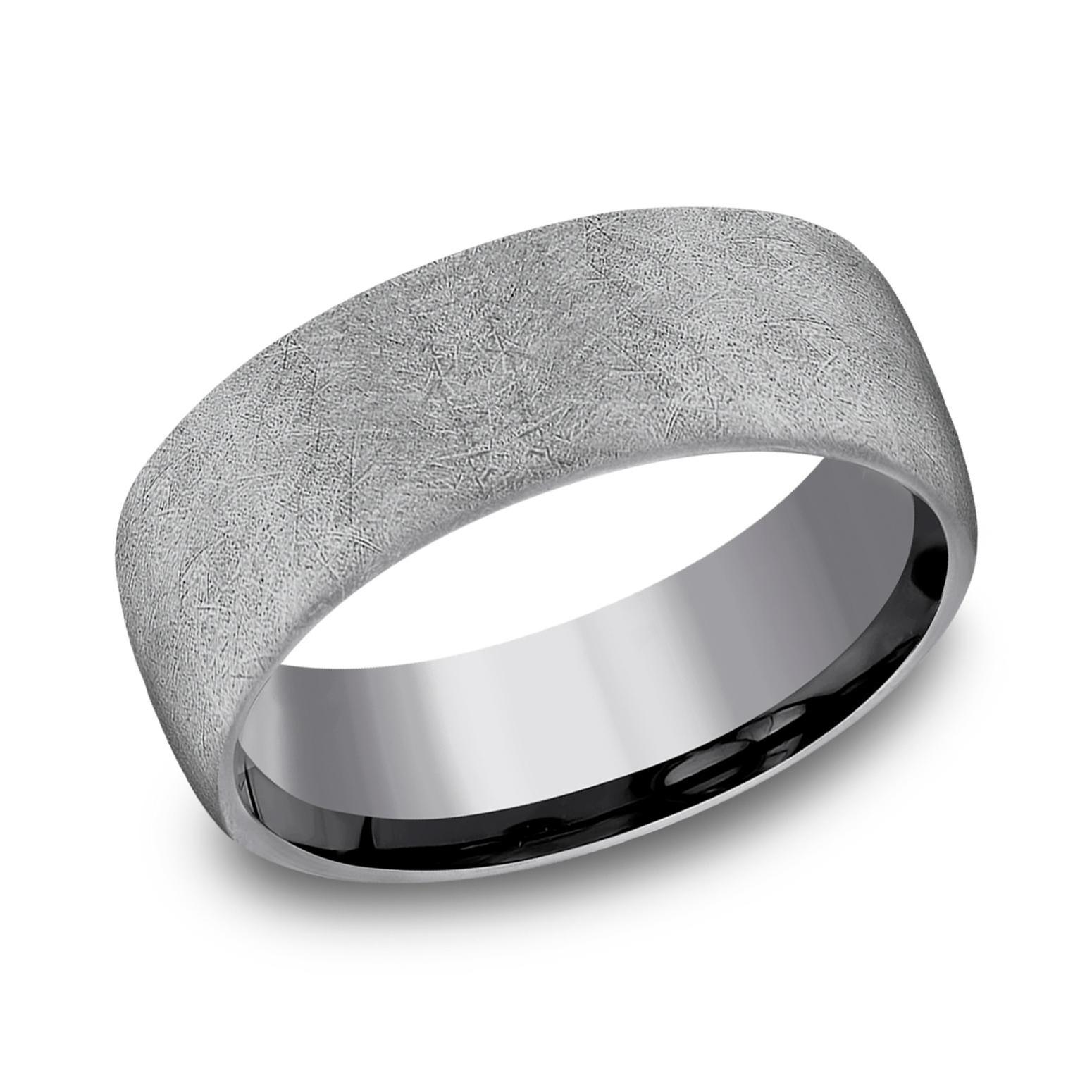 Grey Tantalum Swirl Finish European Comfort Fit Wedding Band 8mm 