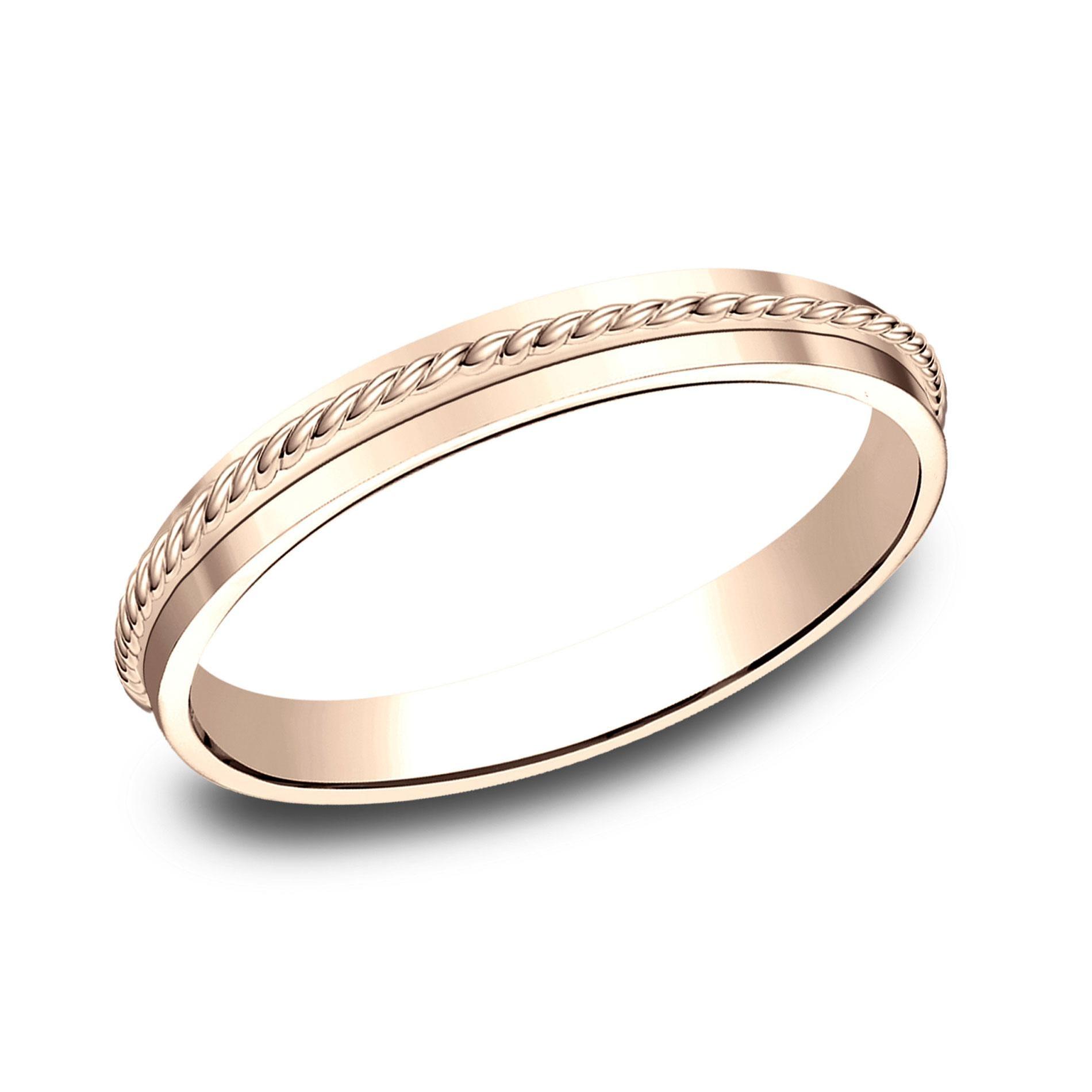 Benchmark Rose Gold Rope Center Band | 2mm | Size 12.5