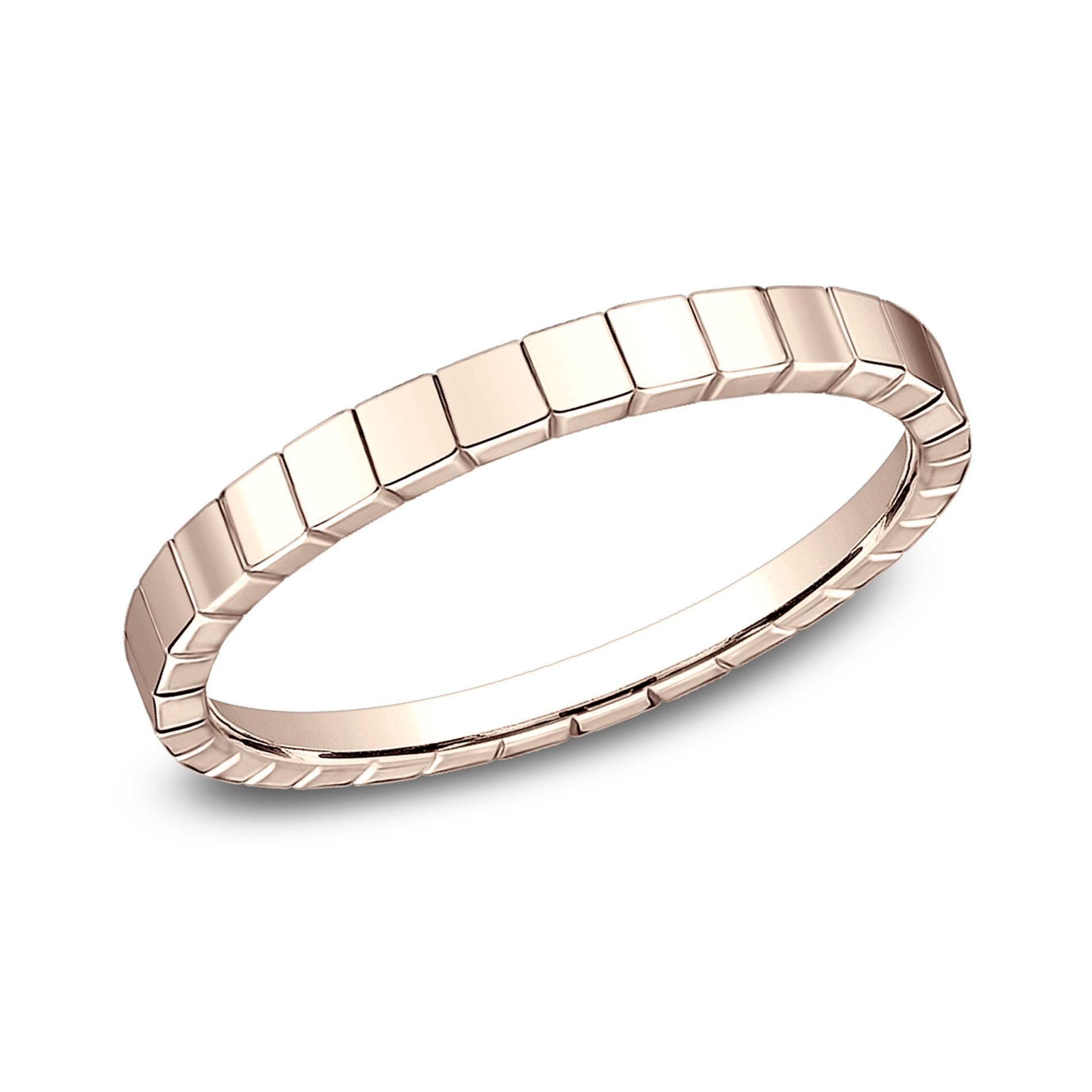 14k Rose Gold 2mm Square Design Band - Size 6.5