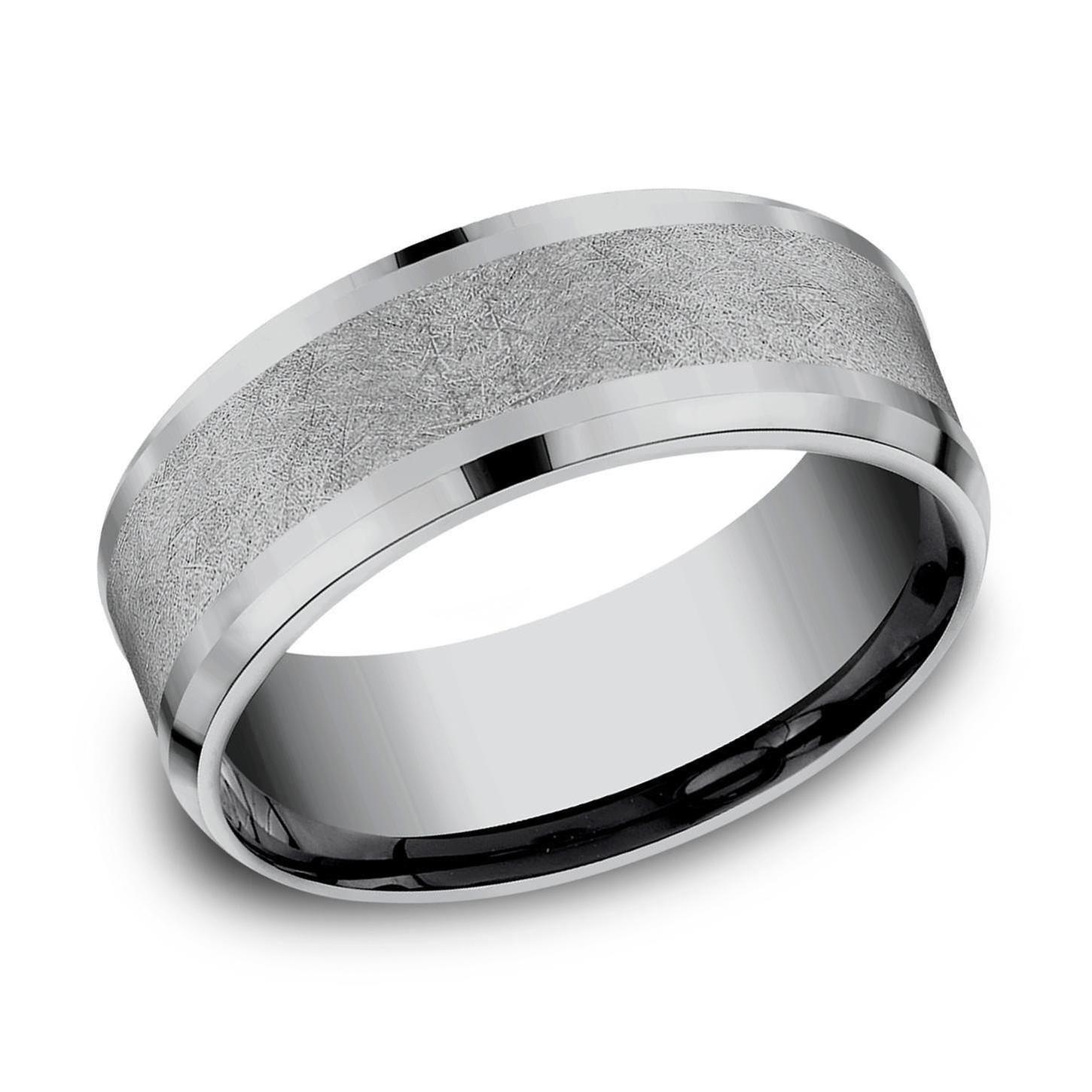 Tantalum 8mm Swirl Finish Center Comfort Fit Wedding Band - Size 