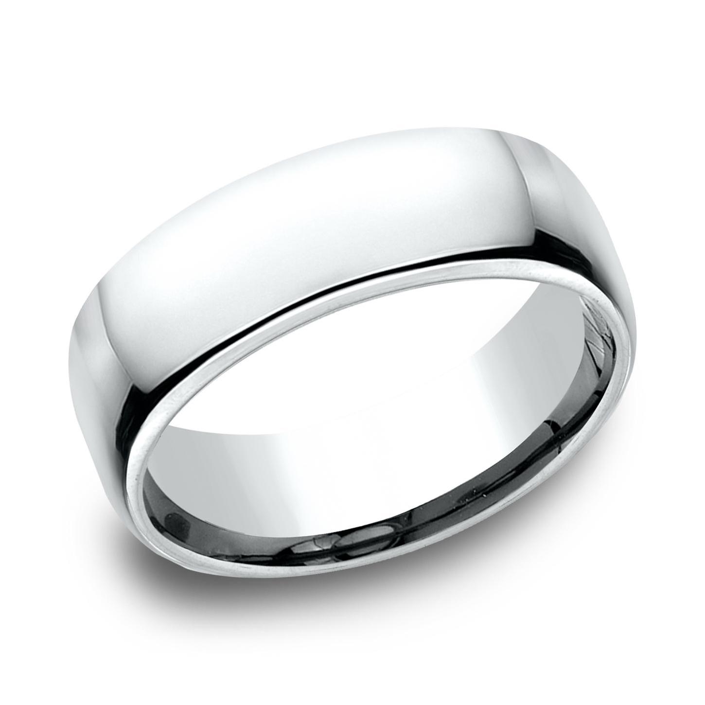 Benchmark White Gold European Comfort Fit Wedding Band | 7.5mm | Size 9.5