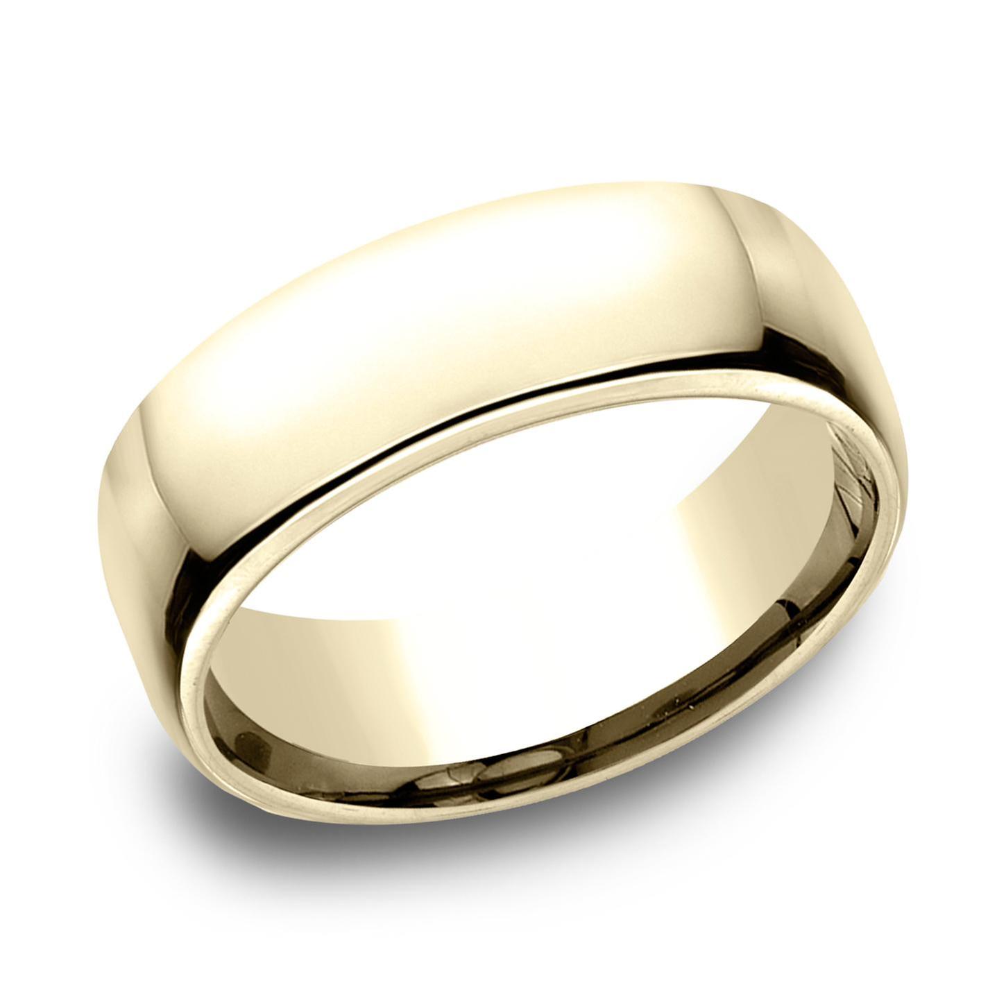 Benchmark Yellow Gold European Comfort Fit Wedding Band | 7.5mm | Size 8.5