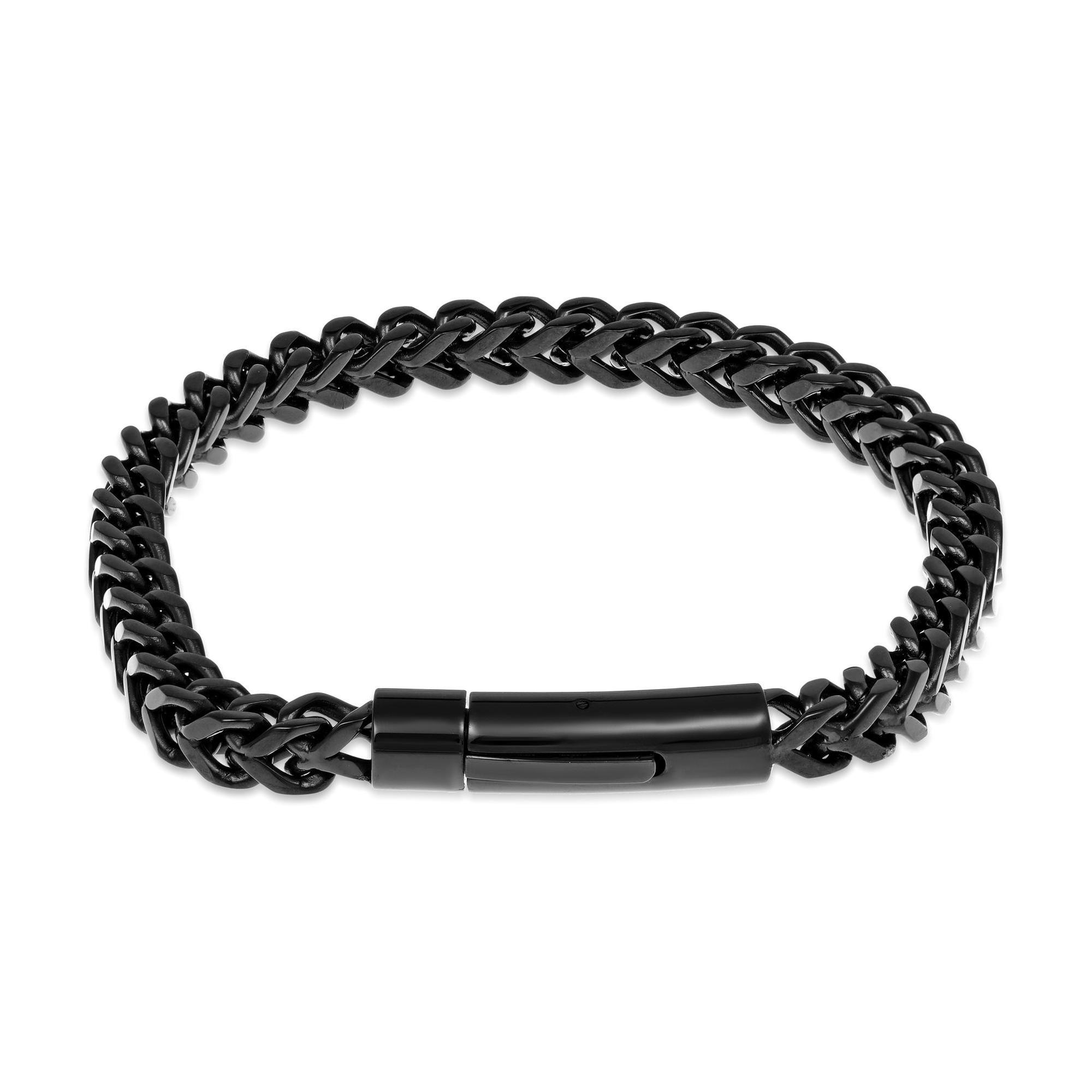 Black Ion-Plated Stainless Steel Foxtail Chain Bracelet | 6mm | 9