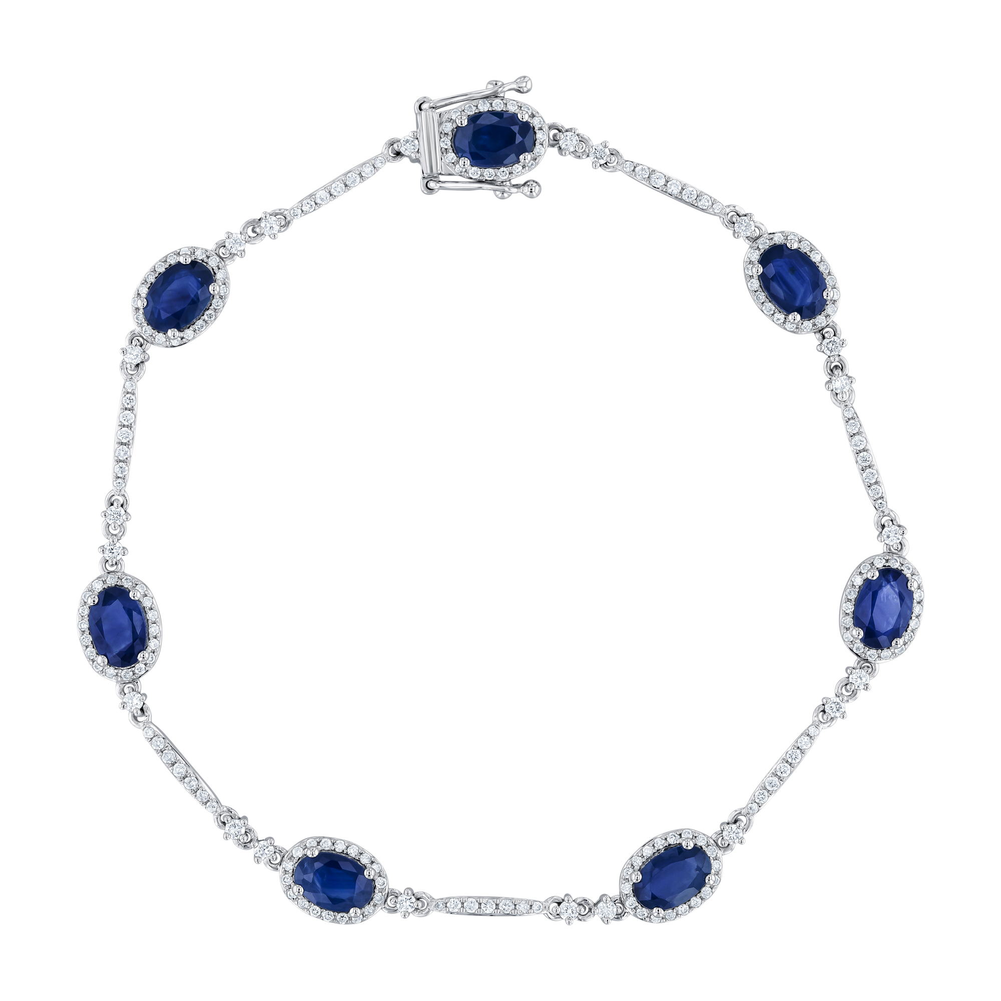 REEDS Oval Blue Sapphire And 7/8ctw Diamond White Gold Bracelet - Watercolor Collection