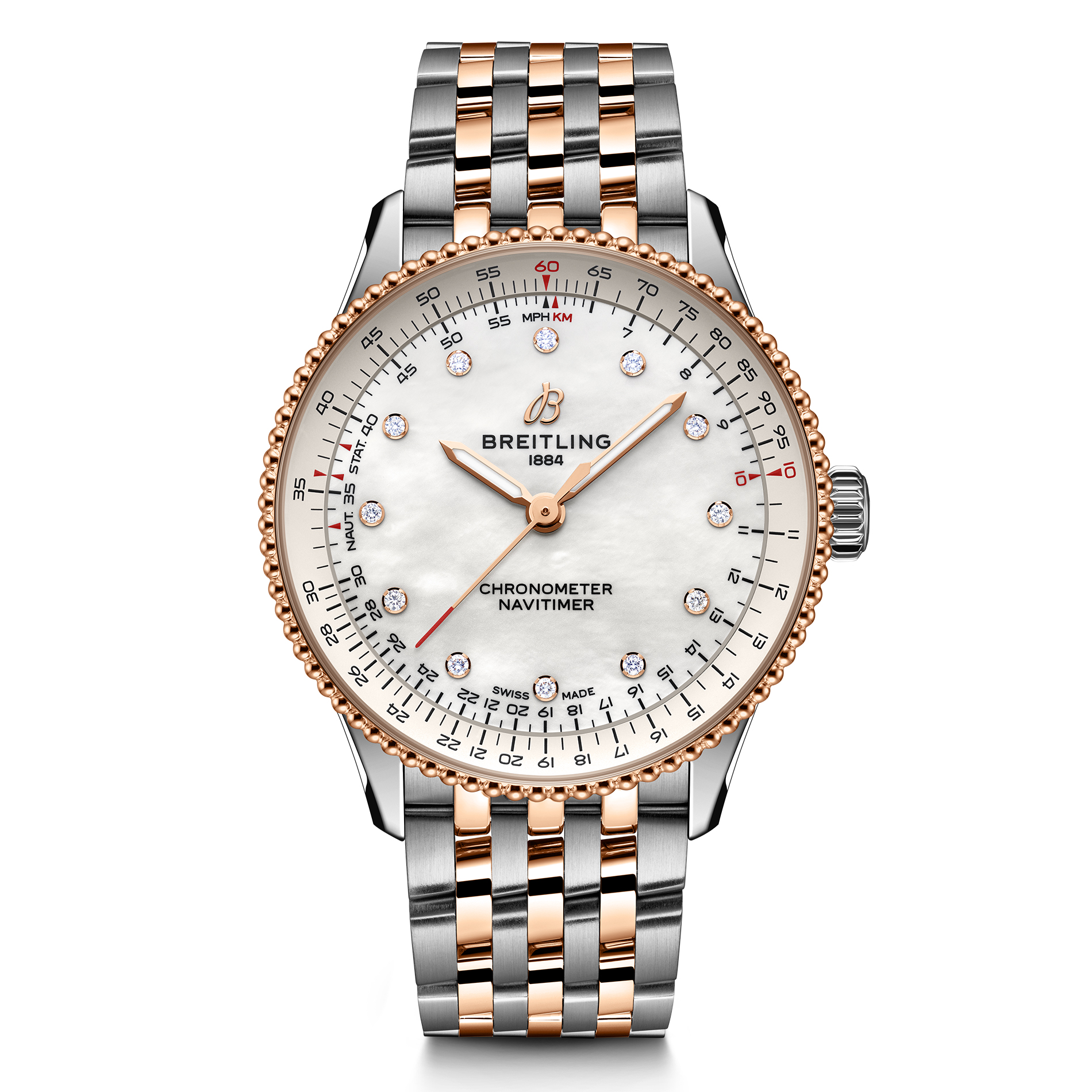 Breitling Navitimer Automatic 36 MotherofPearl Lab Grown Diamond Dial TwoTone Watch 36mm U17327211A1U1 Breitling Navitimer Automatic 36 MotherofPearl Lab Grown Diamond Dial TwoTone Watch 36mm U17327211A1U1