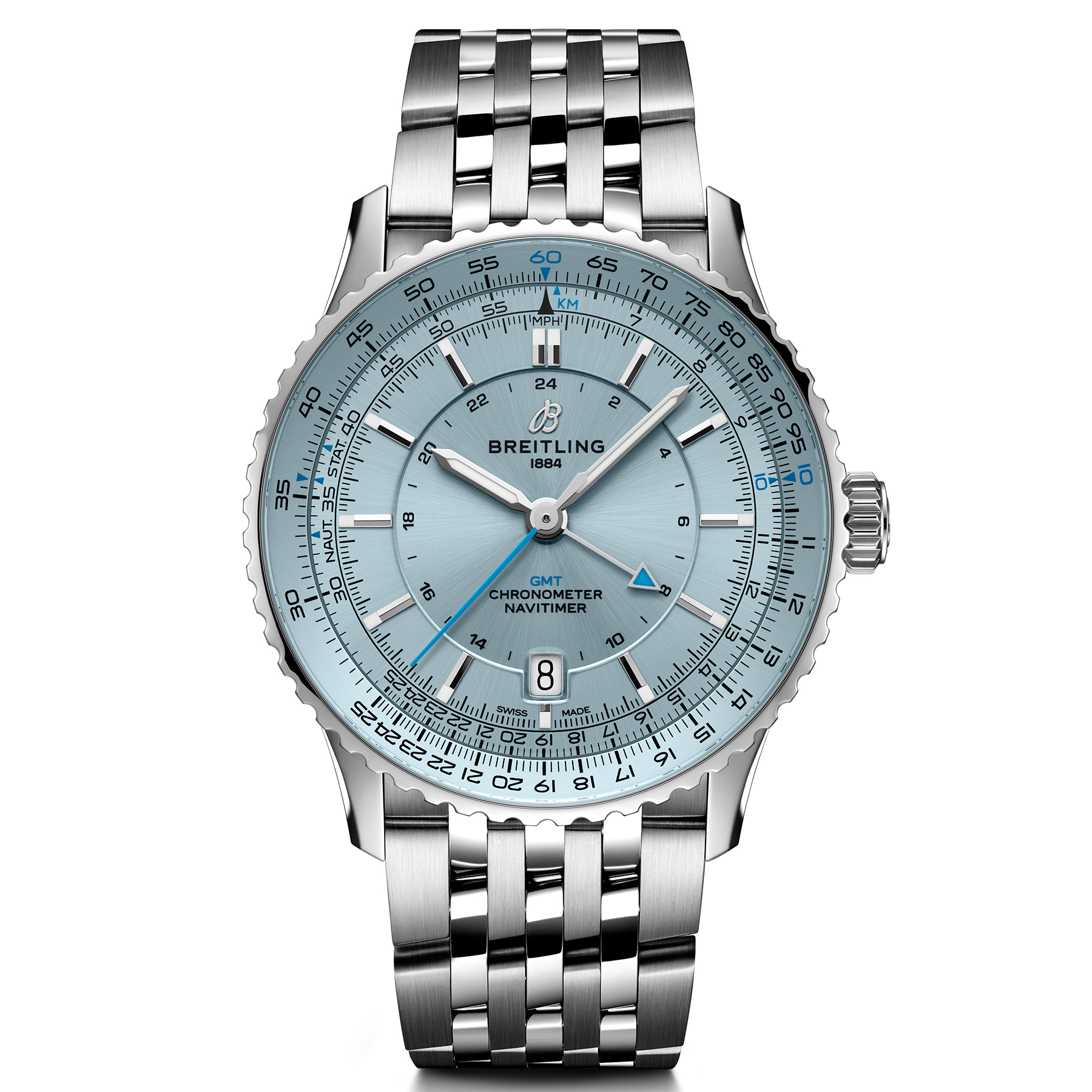Breitling  Navitimer Automatic GMT 41 Ice Blue Dial Stainless Steel Watch 41mm  A32310171C1A1