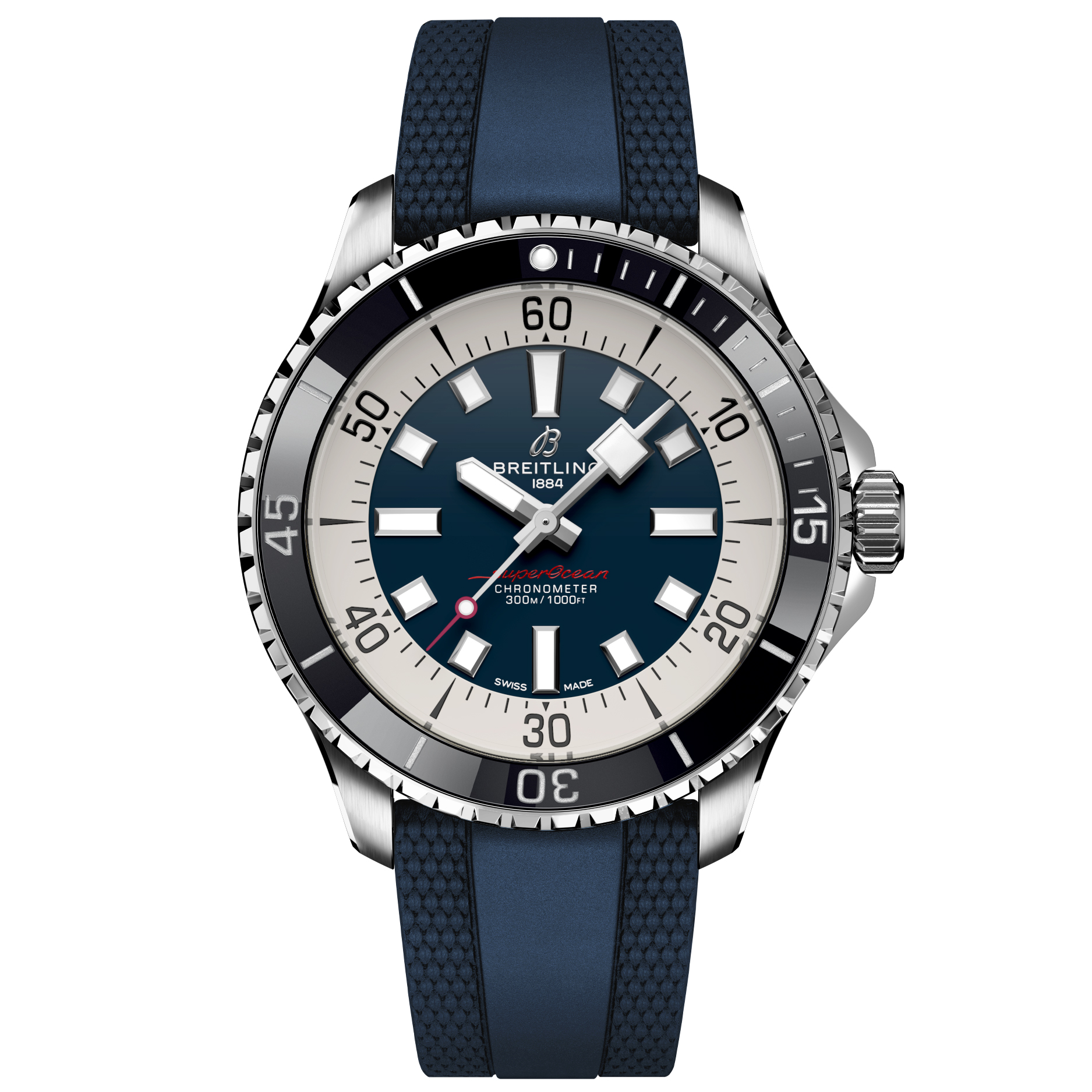 Breitling Superocean Automatic 44 Blue Dial Blue Rubber Strap Wat