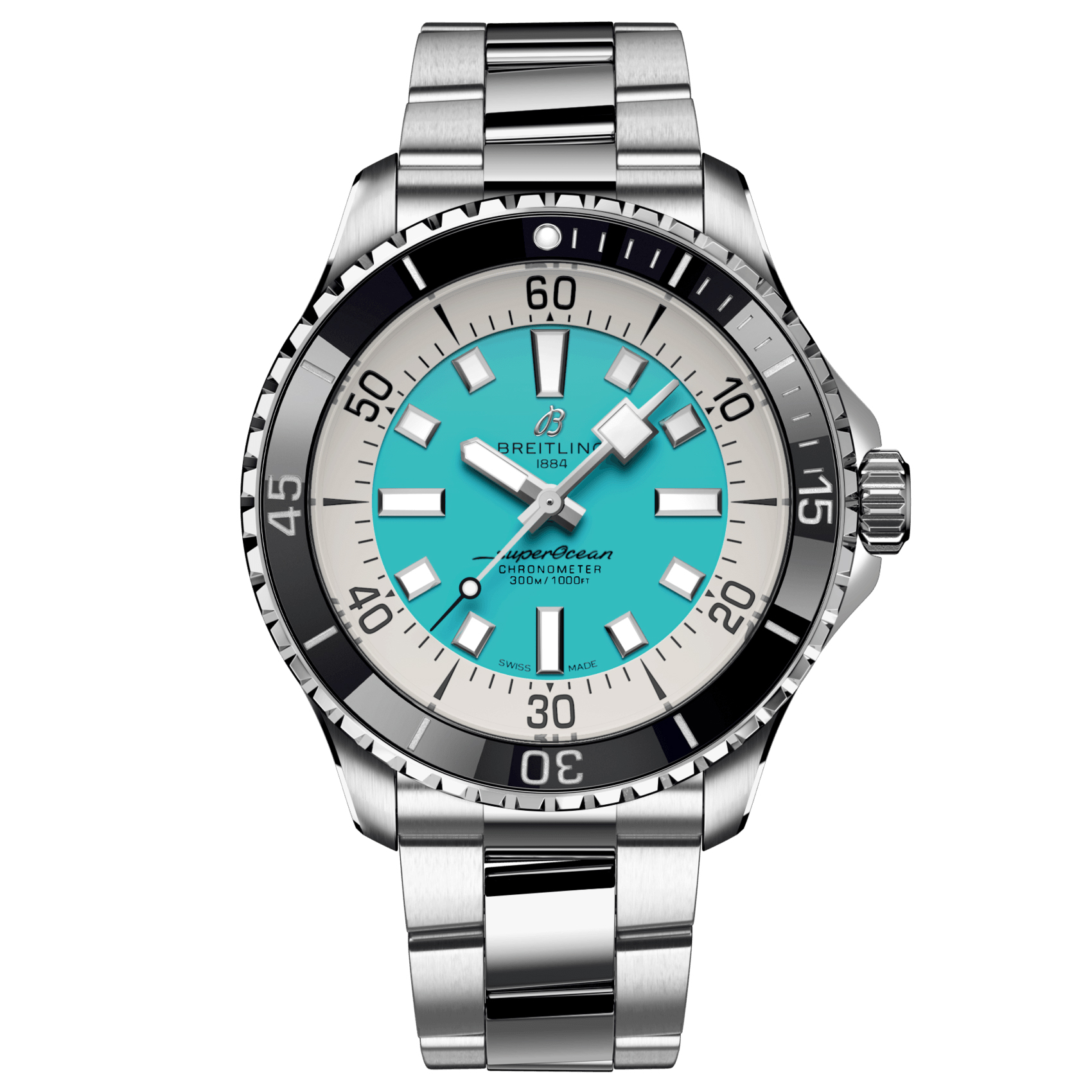 Breitling Superocean Automatic 44 Turquoise Dial Stainless Steel Watch 44mm - A17376211L2A1 5900$
