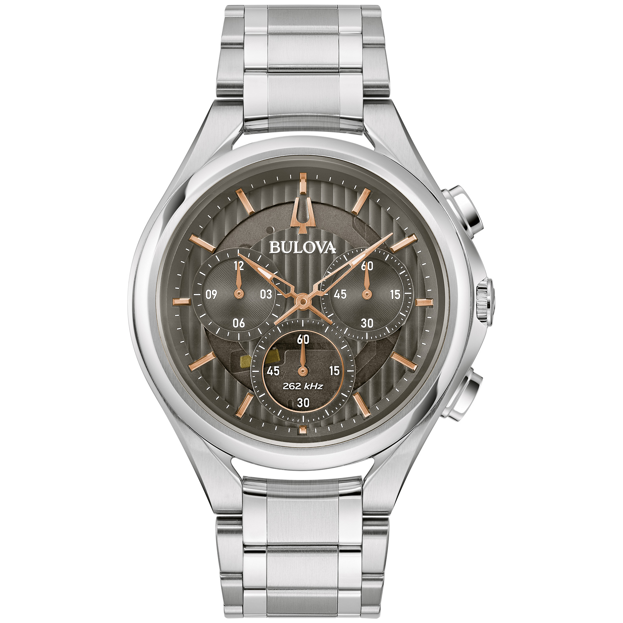 Curv Grey Dial Stainless Steel Watch | 44mm | - Bulova 96A298