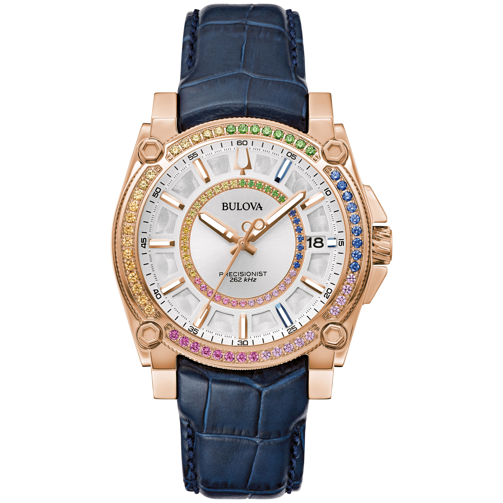 Marc Anthony Icon Sapphire Accent Silver Dial Blue Leather Strap Watch 40mm - Bulova 98J126