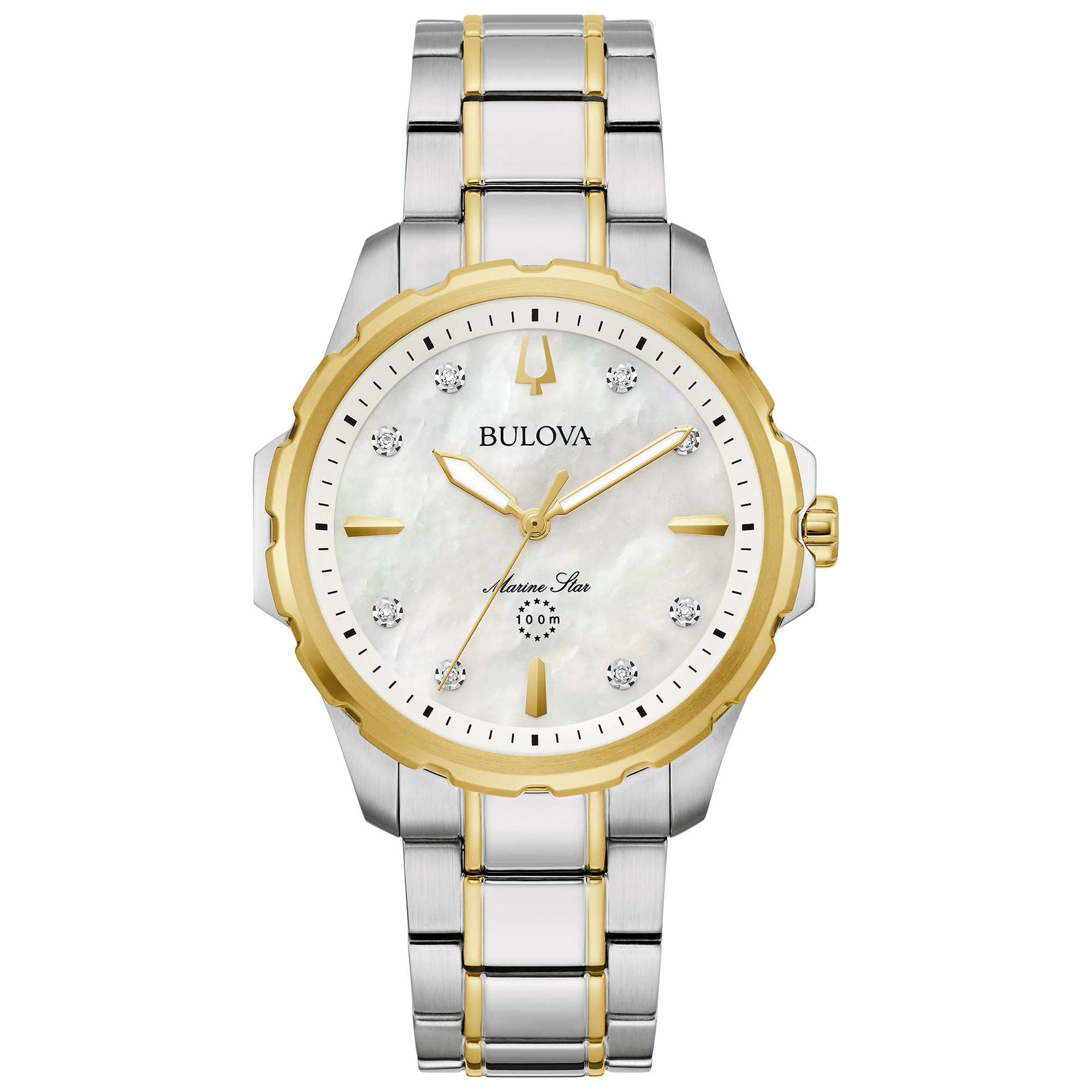 Marine Star Iridescent Mother of Pearl and Diamond Dial Two-Tone Watch 35mm - Bulova 98P227