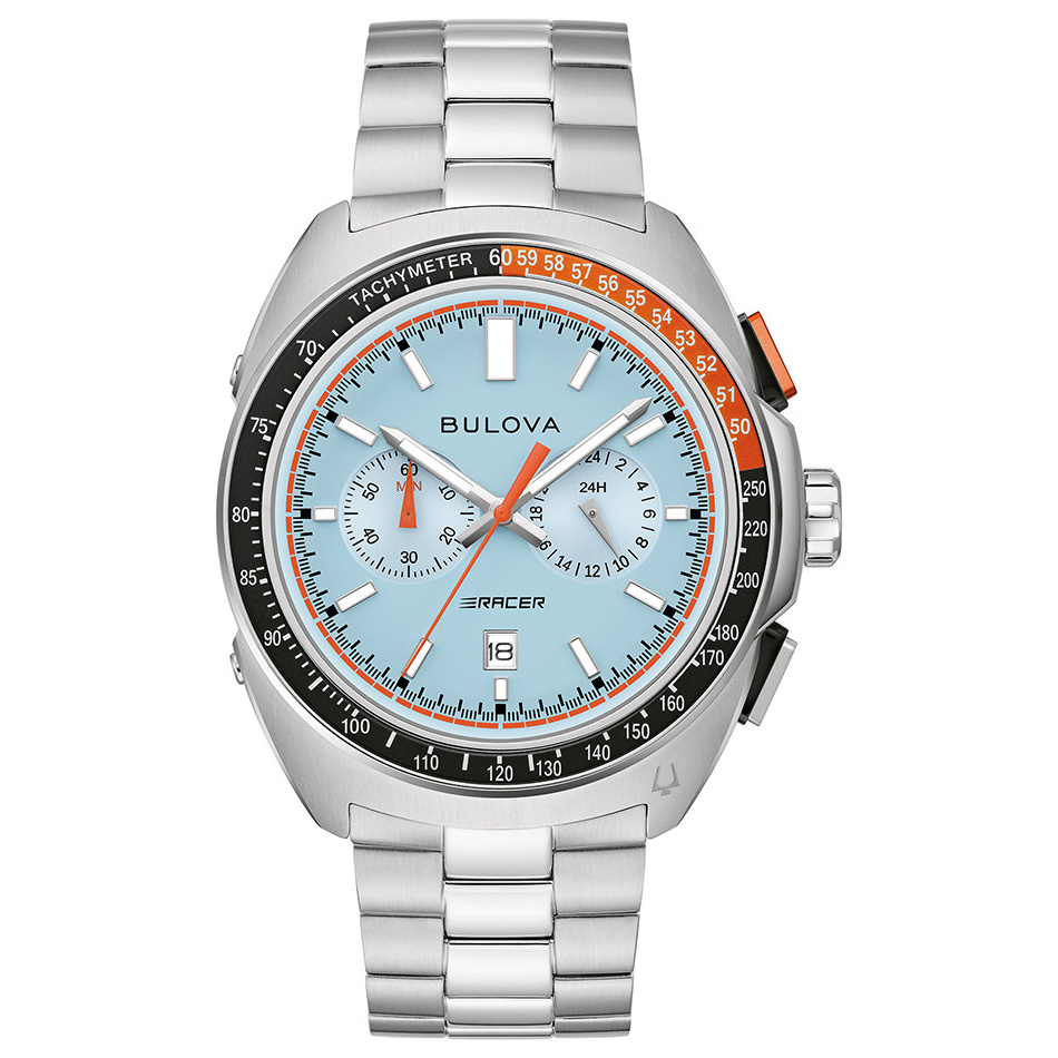 Bulova  Racer Chronograph Blue Dial Stainless Steel Bracelet Watch 42mm - 98B432 -  042429600164