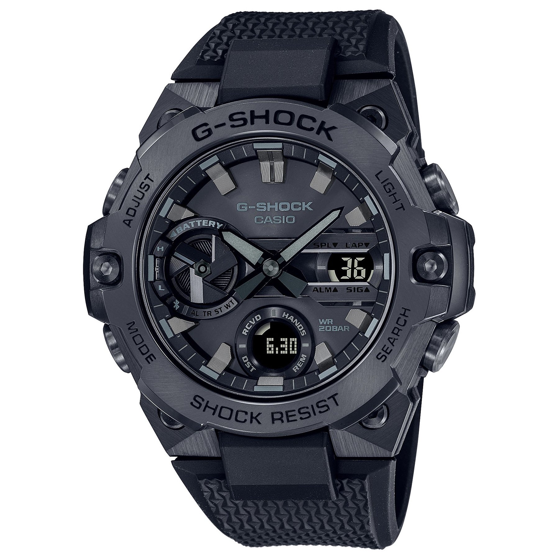 Casio  G-Steel Black-on-Black Solar Connected Resin Band Watch | - G-Shock GSTB400BB-1A