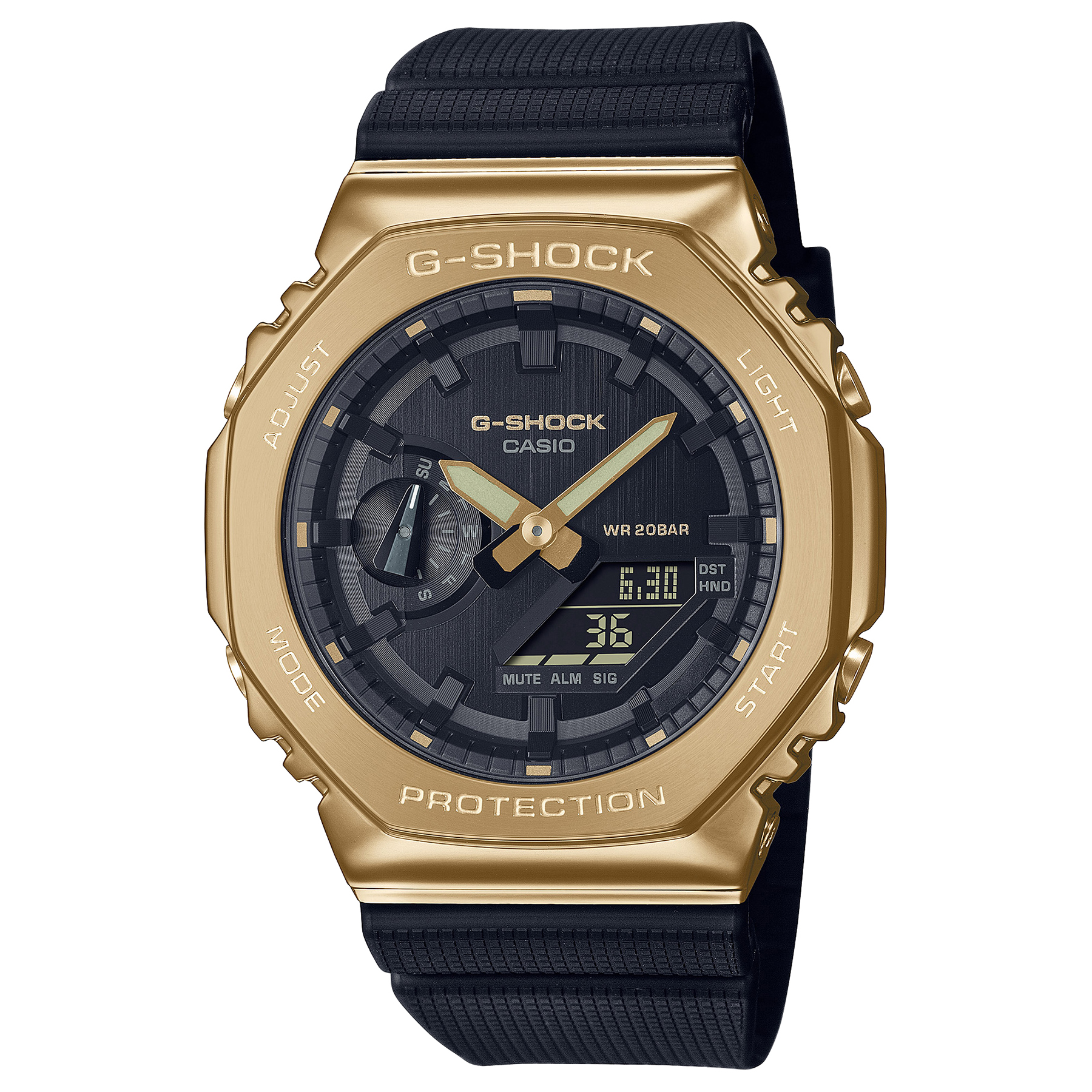 Casio G-Shock Stay Gold Series Analog-Digital Metallic Gold and Black Resin Strap Watch | GM-2100G-1A9
