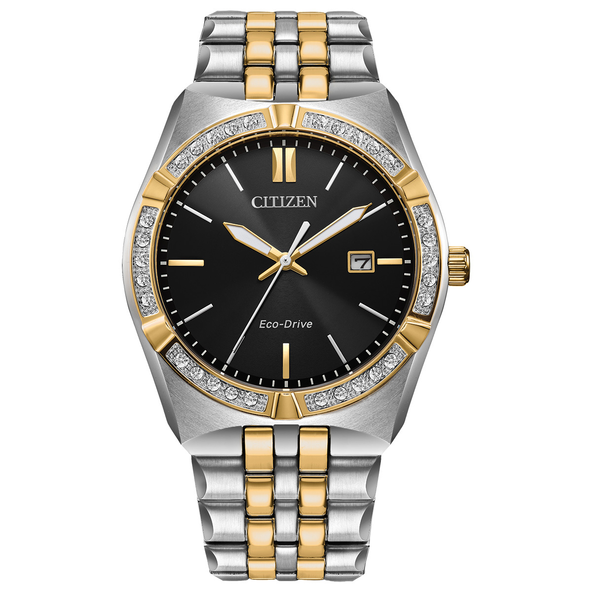 Citizen Eco-Drive Corso Diamond Black Dial Two-Tone Stainless Steel Bracelet Watch 40mm - BM7644-51E 695$