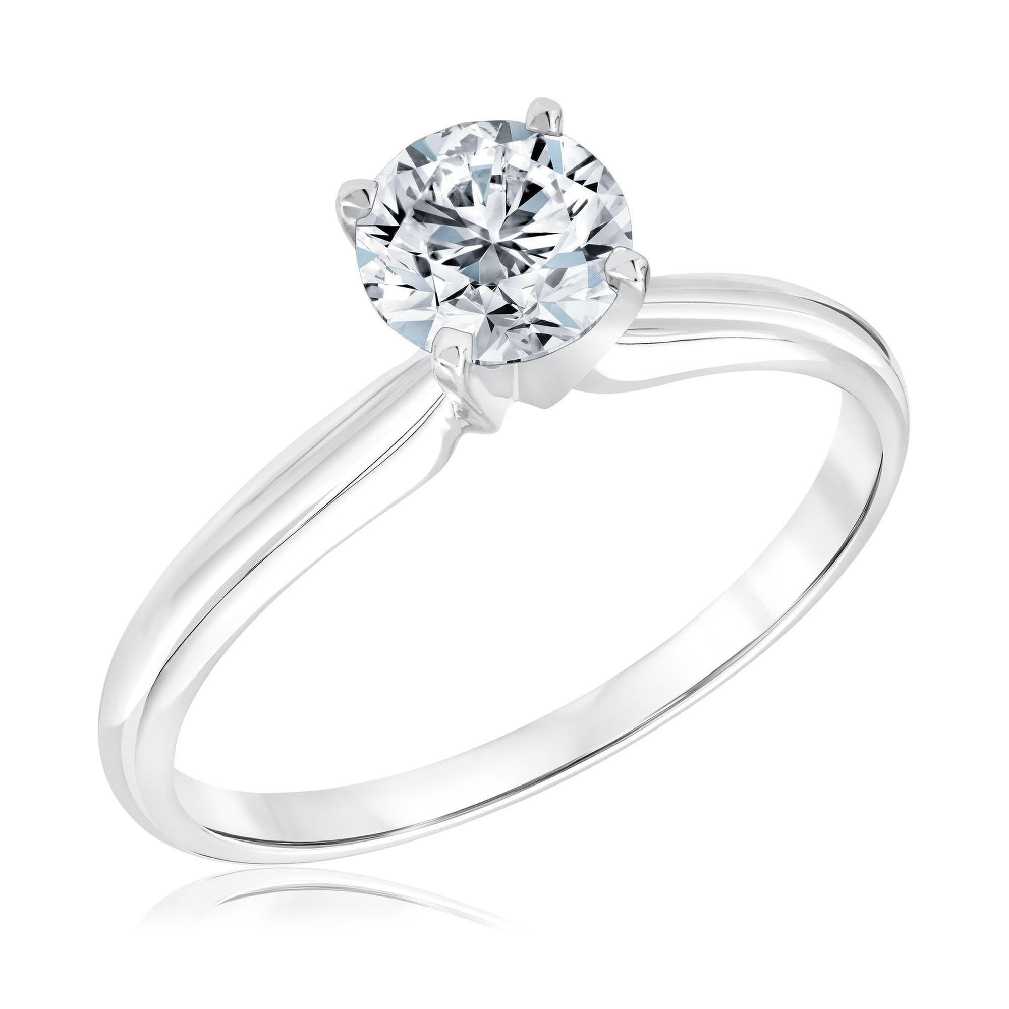 3/4ct Round Diamond Solitaire White Gold Engagement Ring | Classic