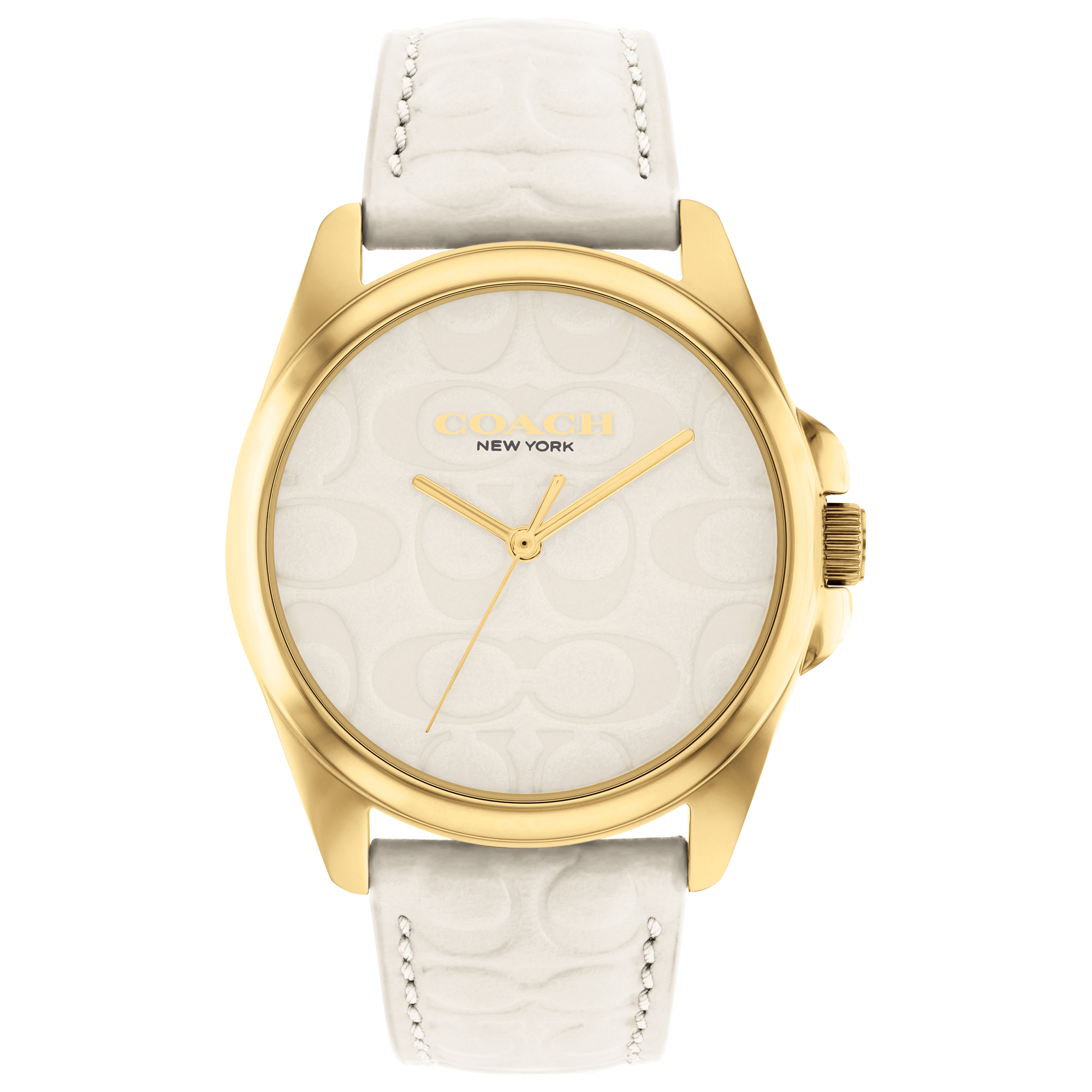 Greyson Signature Embossed White Leather Strap Watch | 36mm | - COACH 14504141
