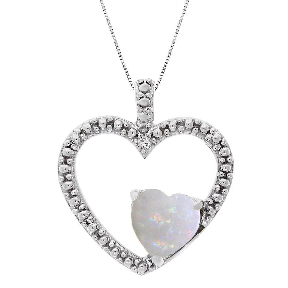 REEDS Created Opal And Diamond Accent Double Heart Pendant Necklace