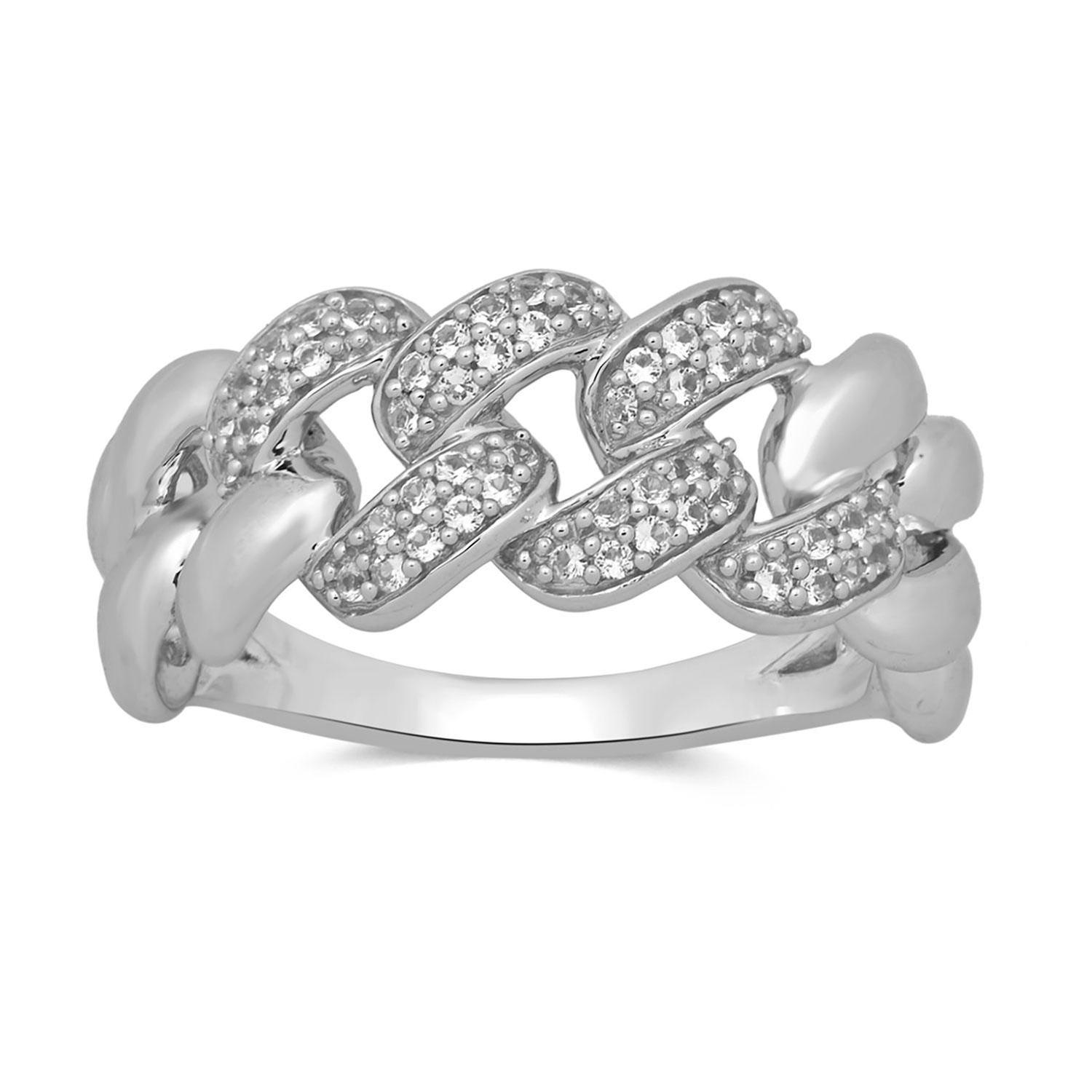 Created White Sapphire Chain Link Wide Ring