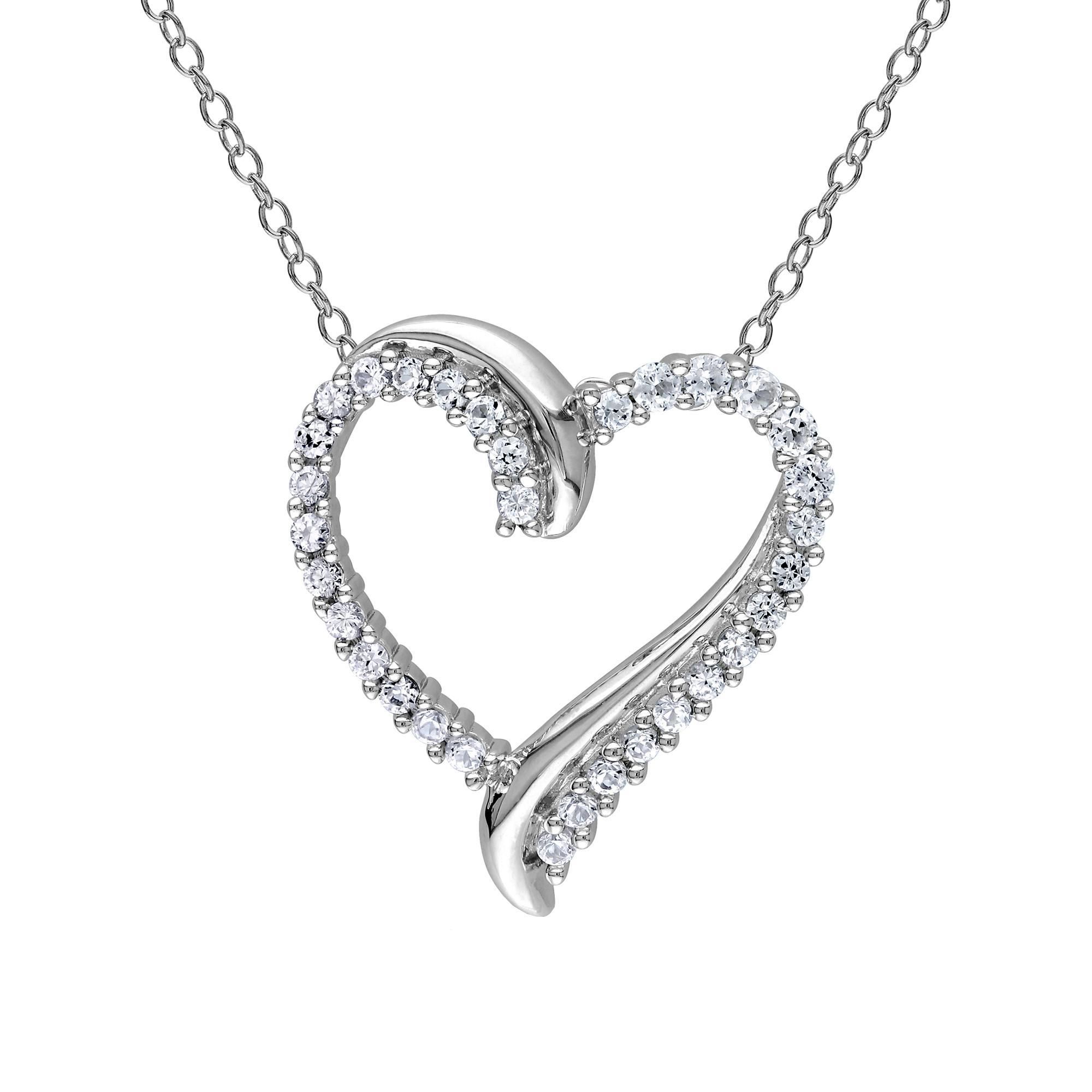 Created White Sapphire Heart Pendant