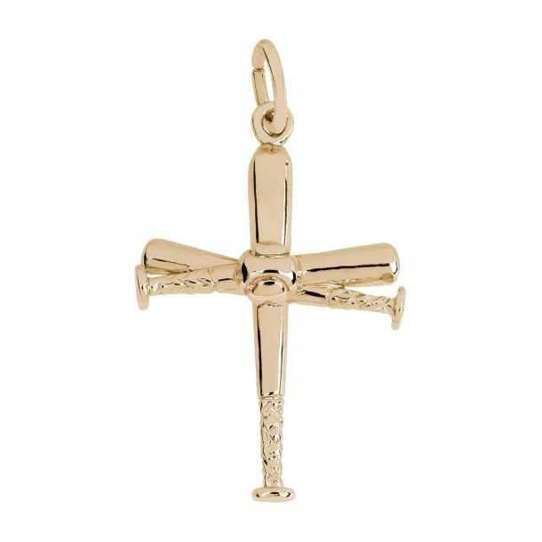 10k Yellow Gold Baseball Bat Cross Flat Charm REEDS Jewelers