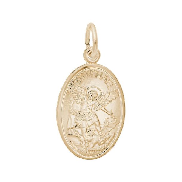10k Yellow Gold Saint Michael Flat Charm REEDS Jewelers