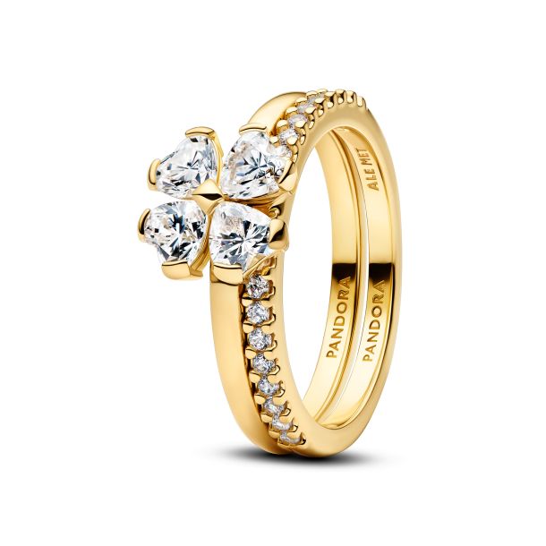 Pandora Sparkling Lucky Clover Gold-Plated Splitable Ring | REEDS