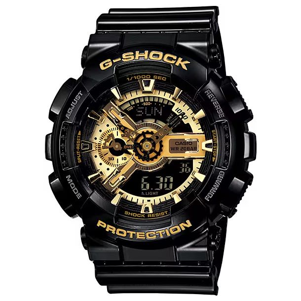 G-SHOCK RESIST ブラック/ゴールド Men's Casio G-Shock Classic Black and Gold X-Large Analog-Digital