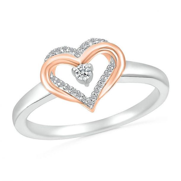 1 15ctw Diamond Heart Two Tone Ring REEDS Jewelers