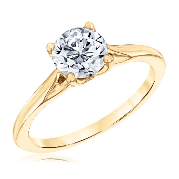 1 1 5ctw ECONIC Star Round Lab Grown Diamond Yellow Gold Engagement Ring