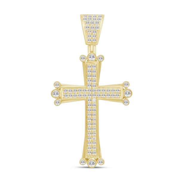 1 1/8ctw Diamond Yellow Gold Cross Pendant | REEDS Jewelers