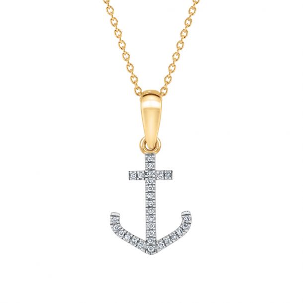 1 20ctw Diamond Anchor Yellow Gold Pendant Necklace