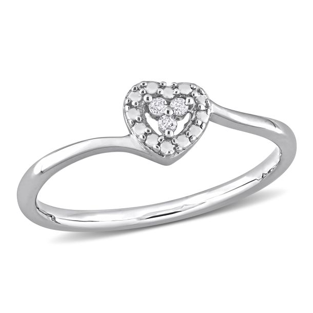 1 20ctw Diamond Heart Sterling Silver Promise Ring Size 6